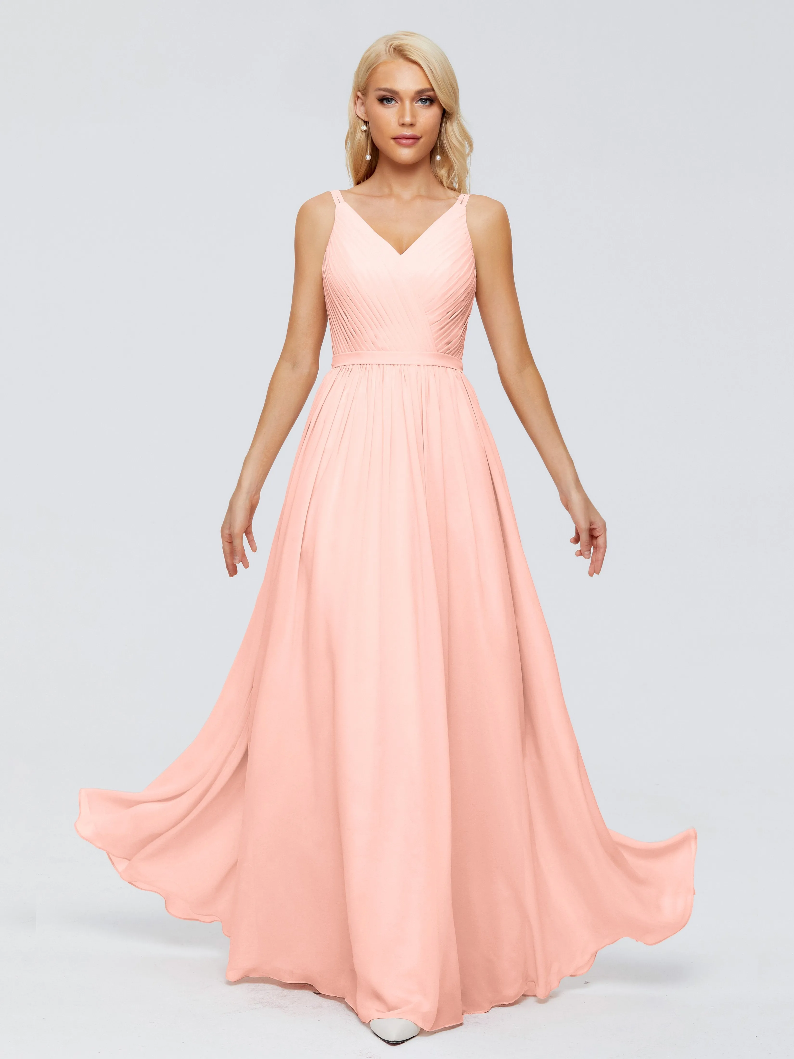 Morgan V Neck Charming Chiffon Bridesmaid Dresses