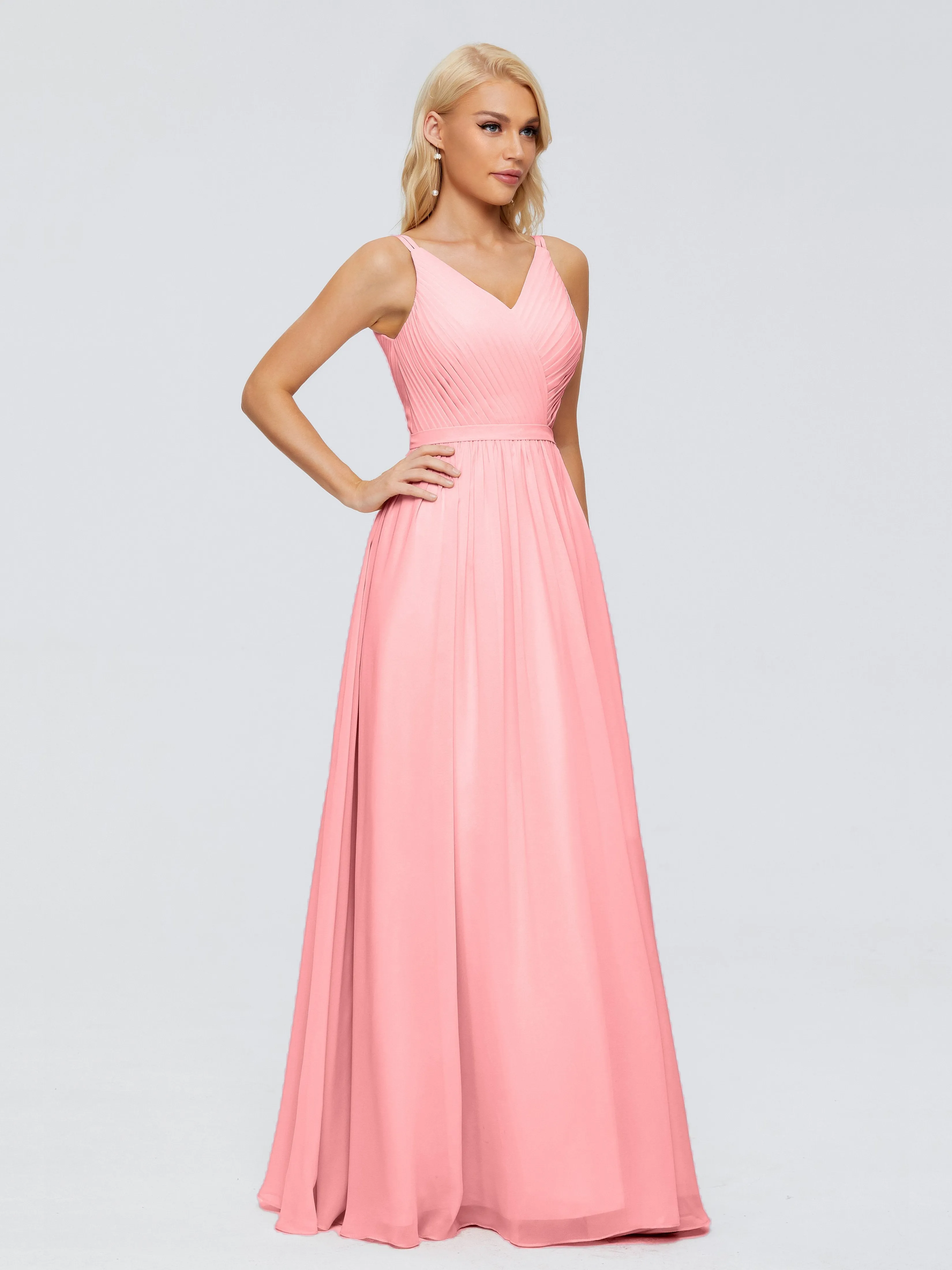 Morgan V Neck Charming Chiffon Bridesmaid Dresses