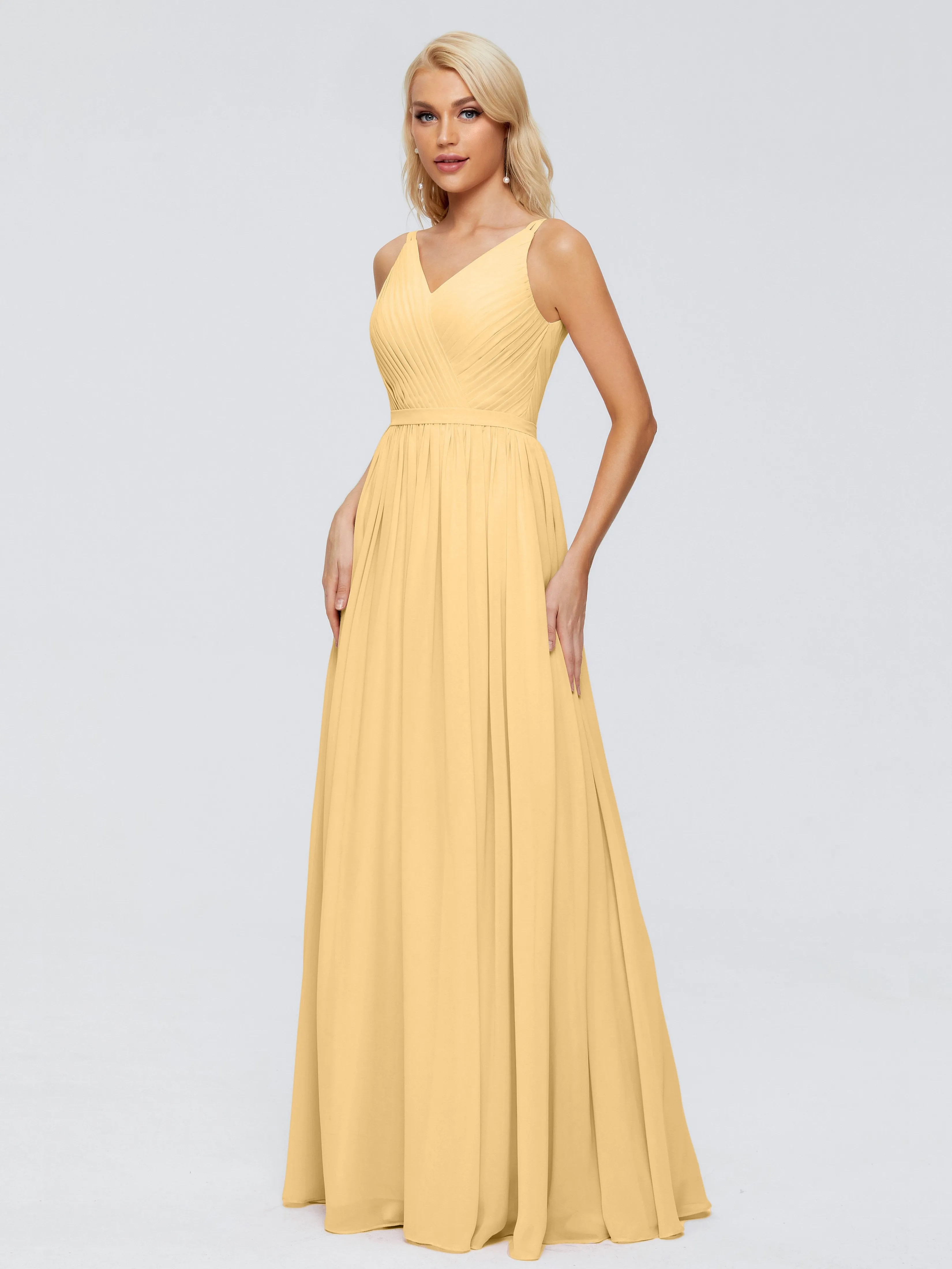 Morgan V Neck Charming Chiffon Bridesmaid Dresses