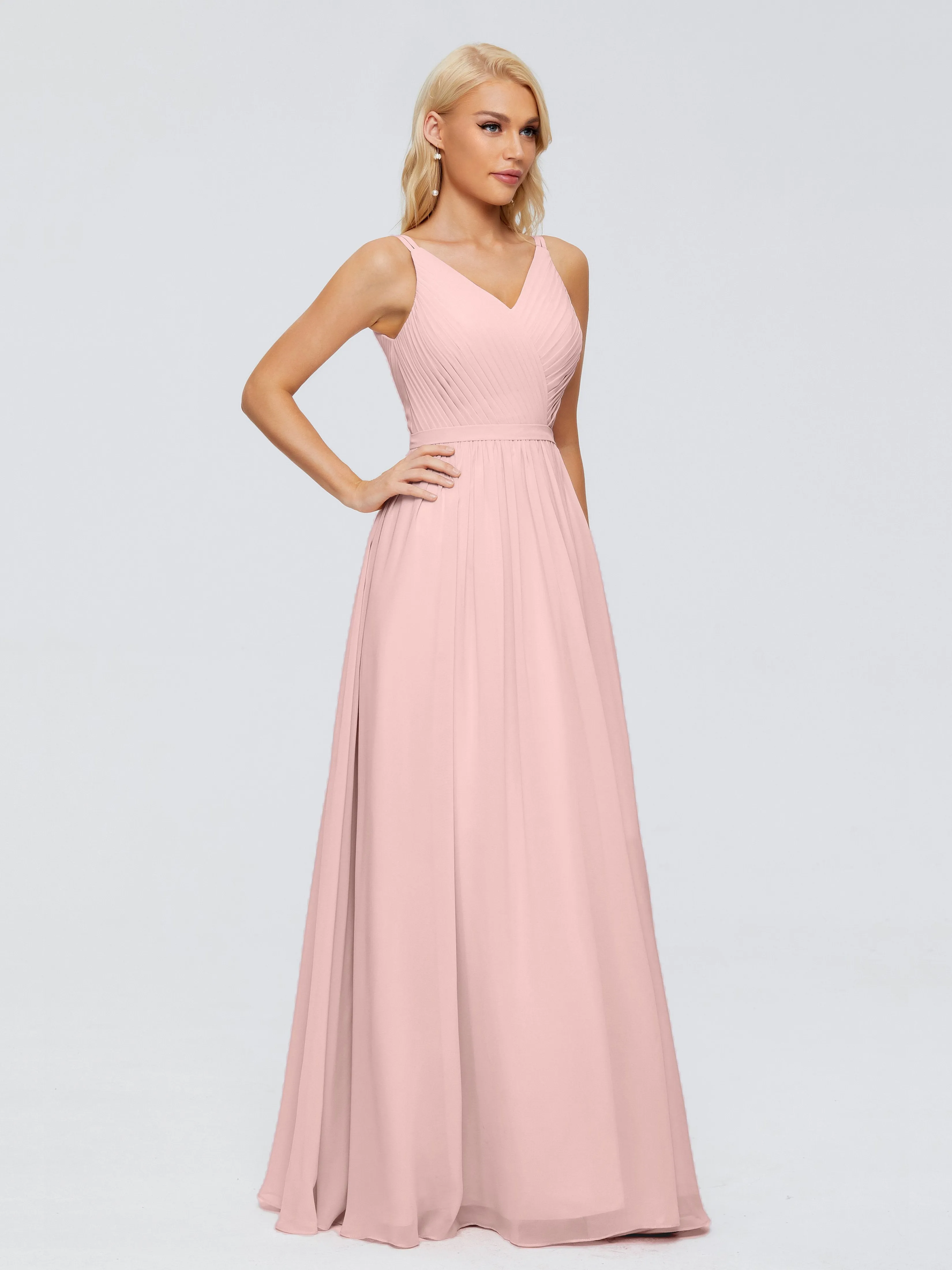 Morgan V Neck Charming Chiffon Bridesmaid Dresses