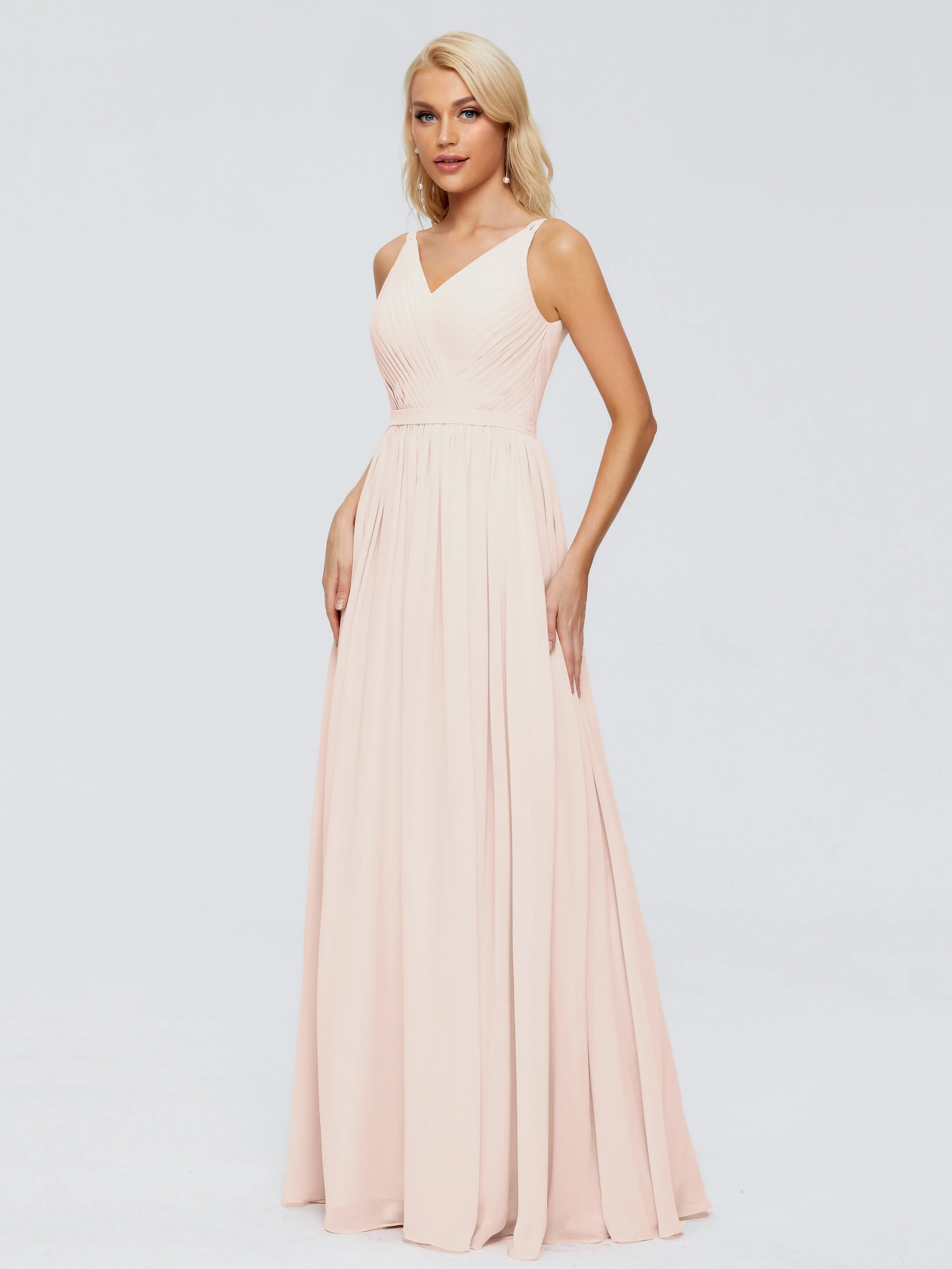 Morgan V Neck Charming Chiffon Bridesmaid Dresses