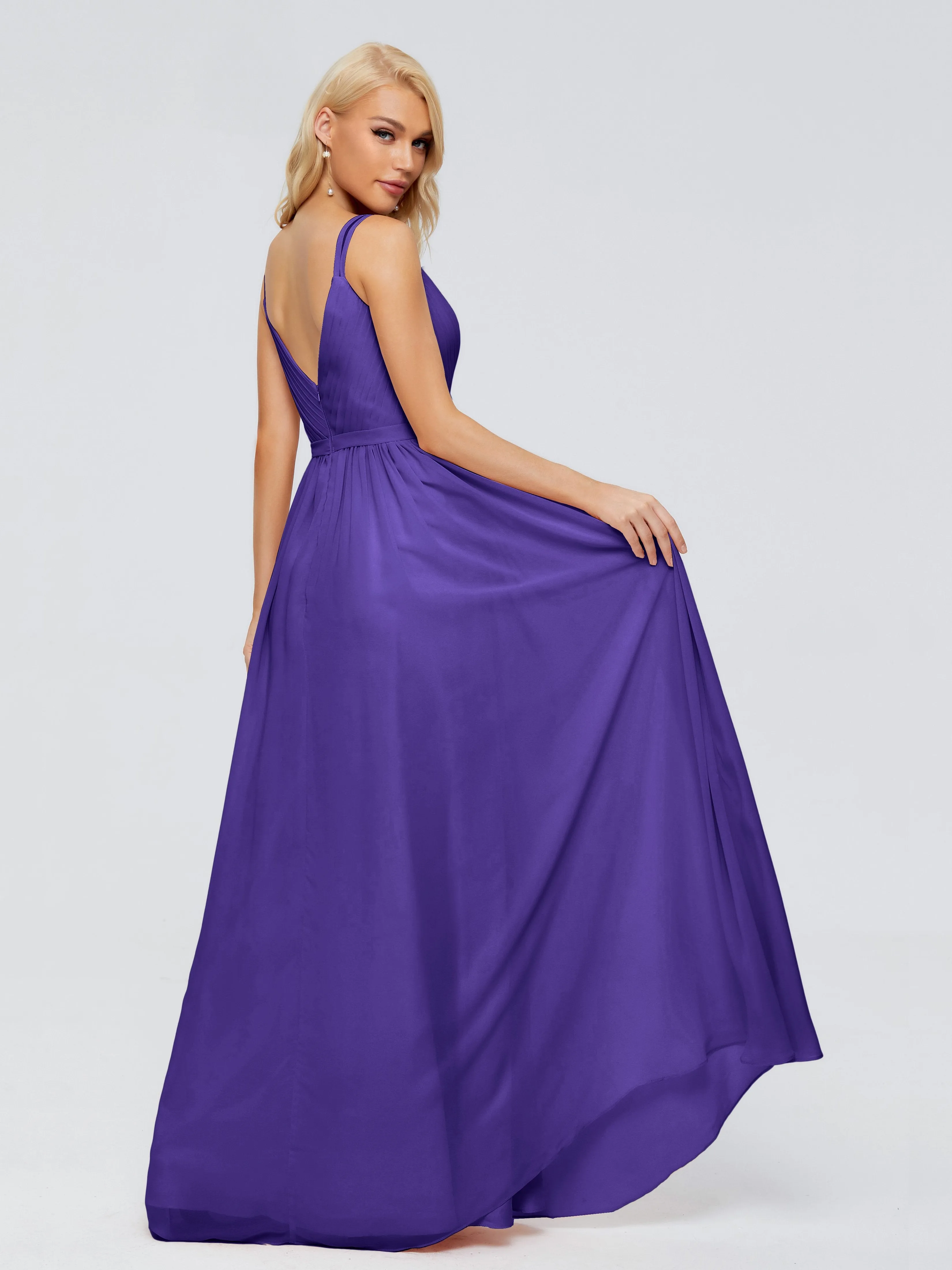 Morgan V Neck Charming Chiffon Bridesmaid Dresses