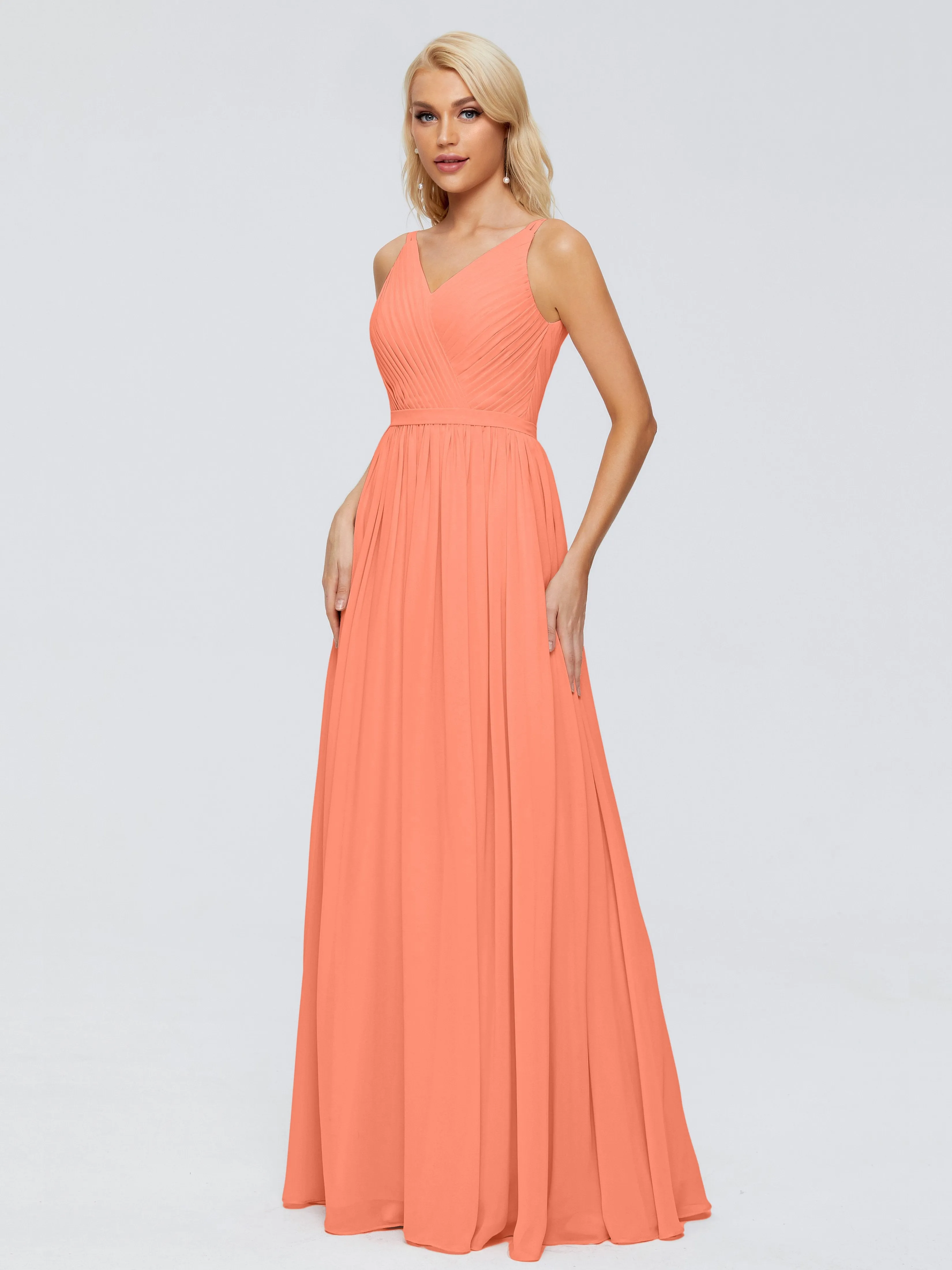 Morgan V Neck Charming Chiffon Bridesmaid Dresses