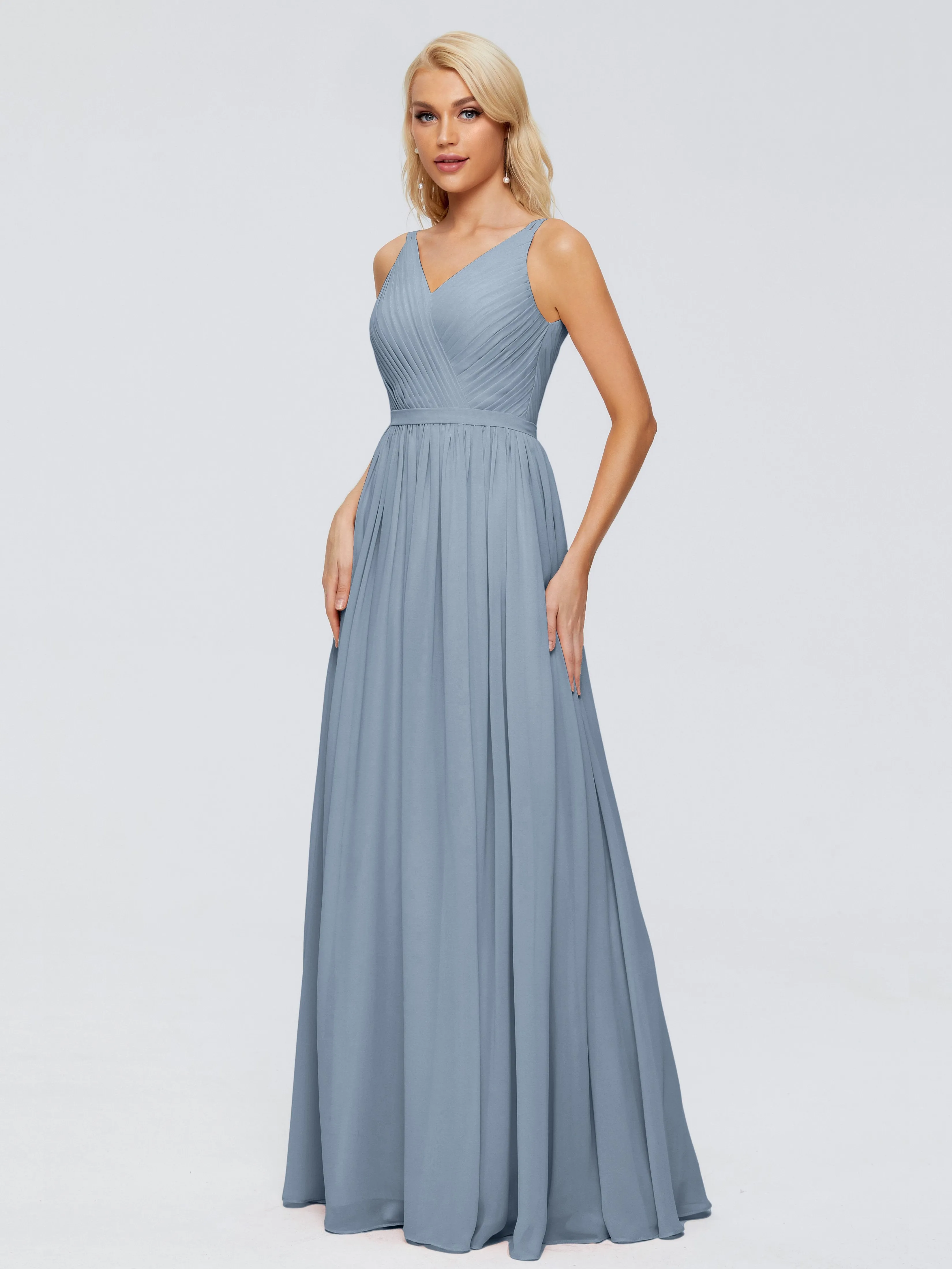 Morgan V Neck Charming Chiffon Bridesmaid Dresses