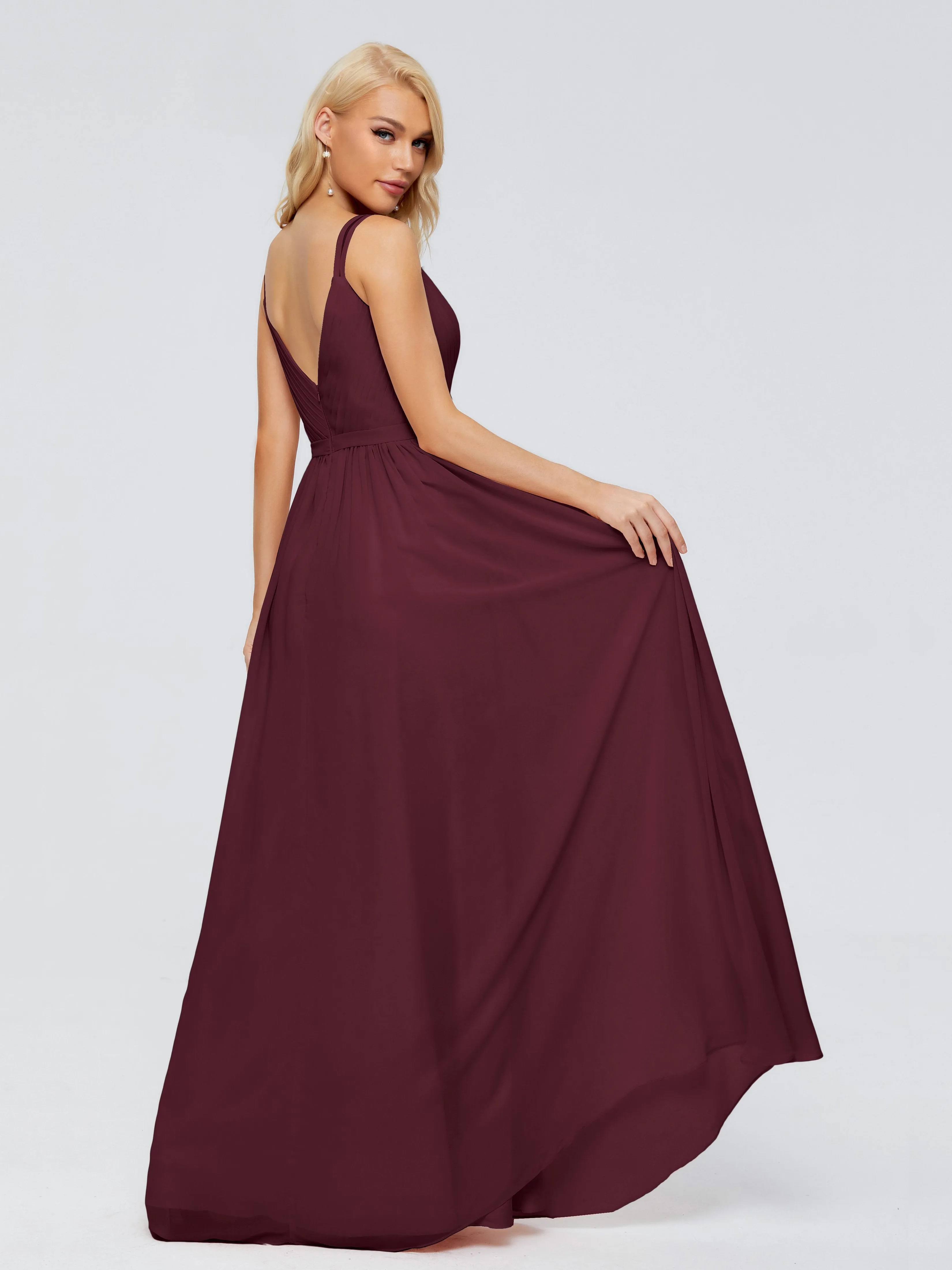 Morgan V Neck Charming Chiffon Bridesmaid Dresses