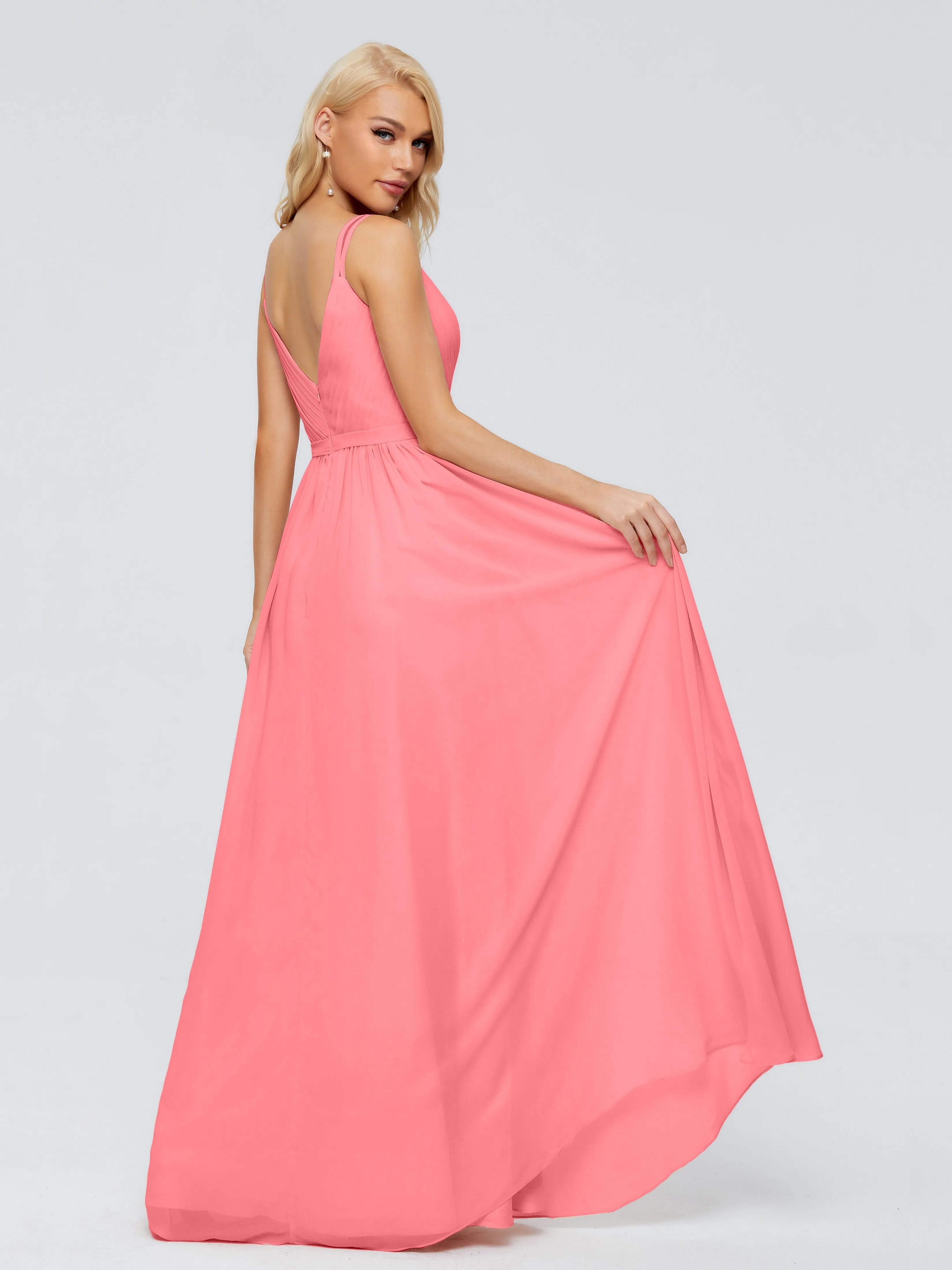 Morgan V Neck Charming Chiffon Bridesmaid Dresses