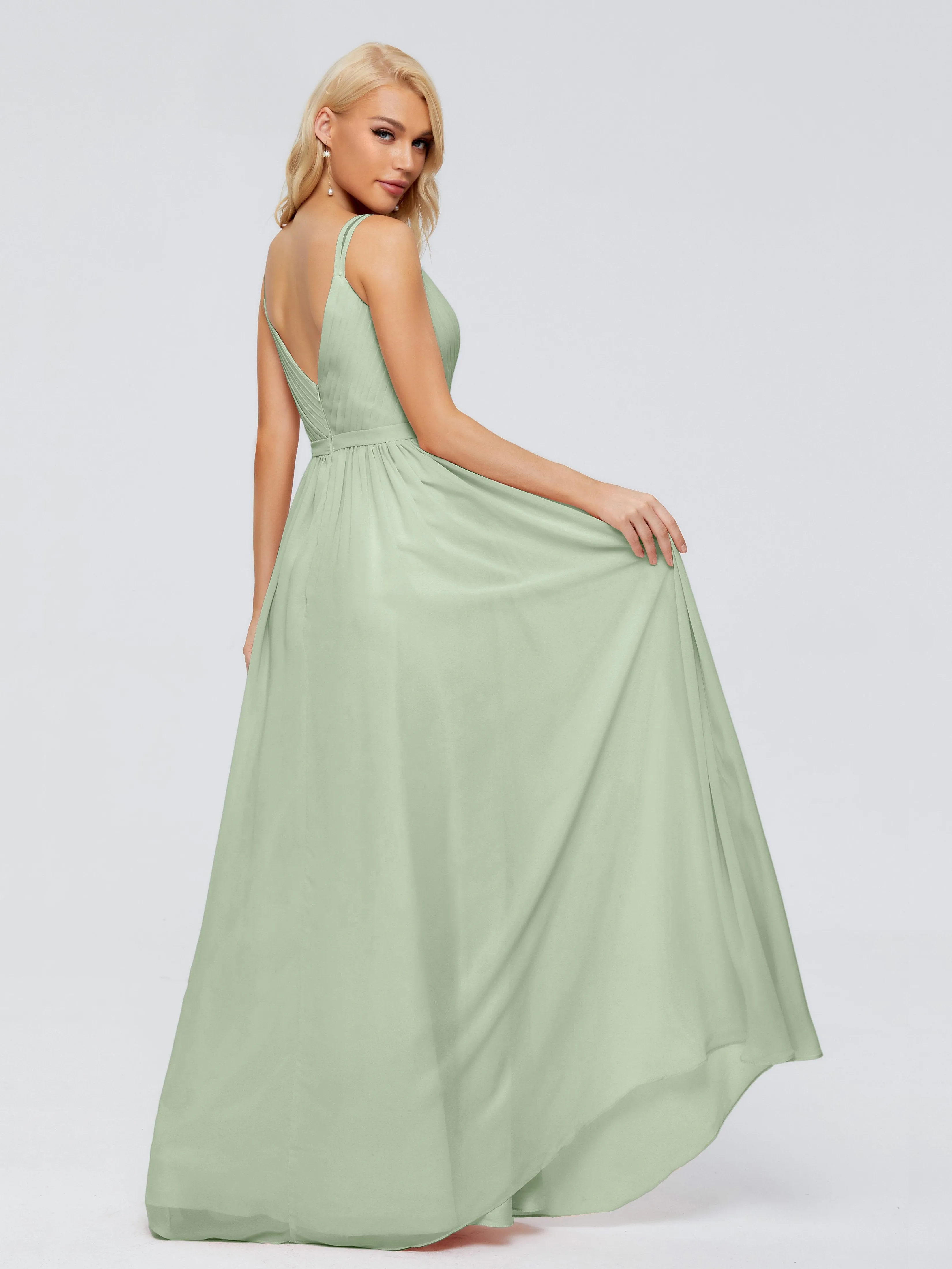 Morgan V Neck Charming Chiffon Bridesmaid Dresses