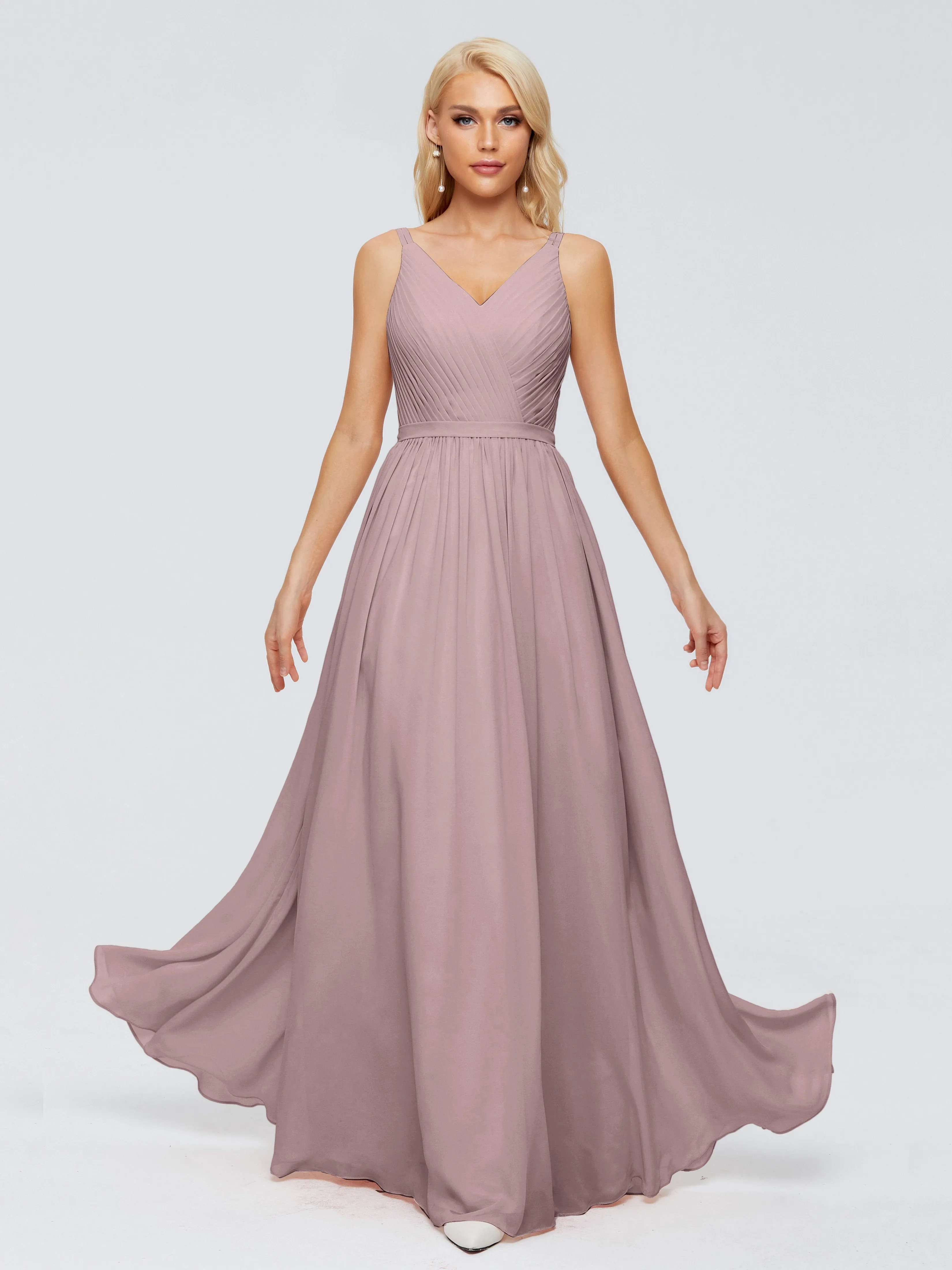 Morgan V Neck Charming Chiffon Bridesmaid Dresses