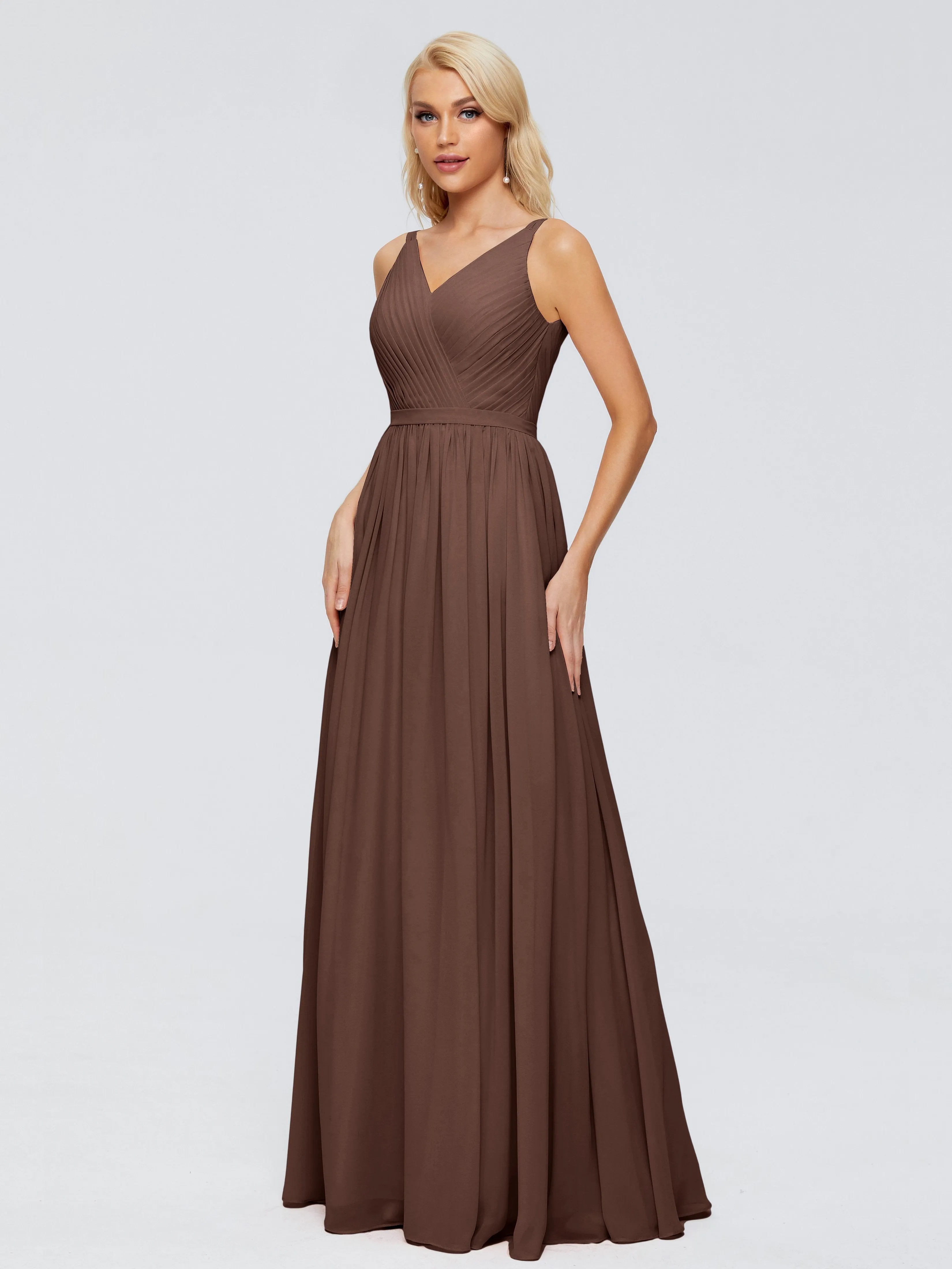 Morgan V Neck Charming Chiffon Bridesmaid Dresses