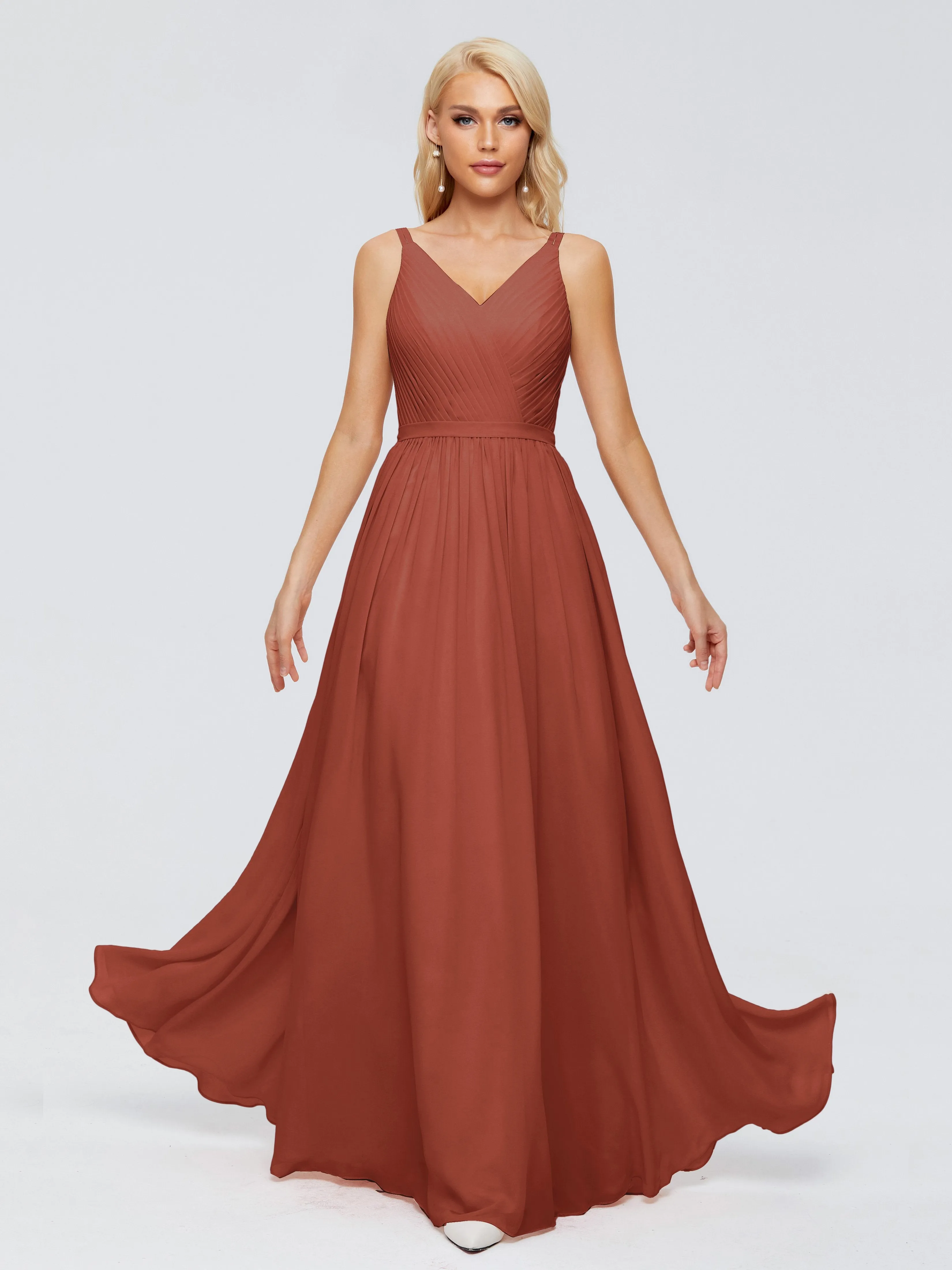 Morgan V Neck Charming Chiffon Bridesmaid Dresses