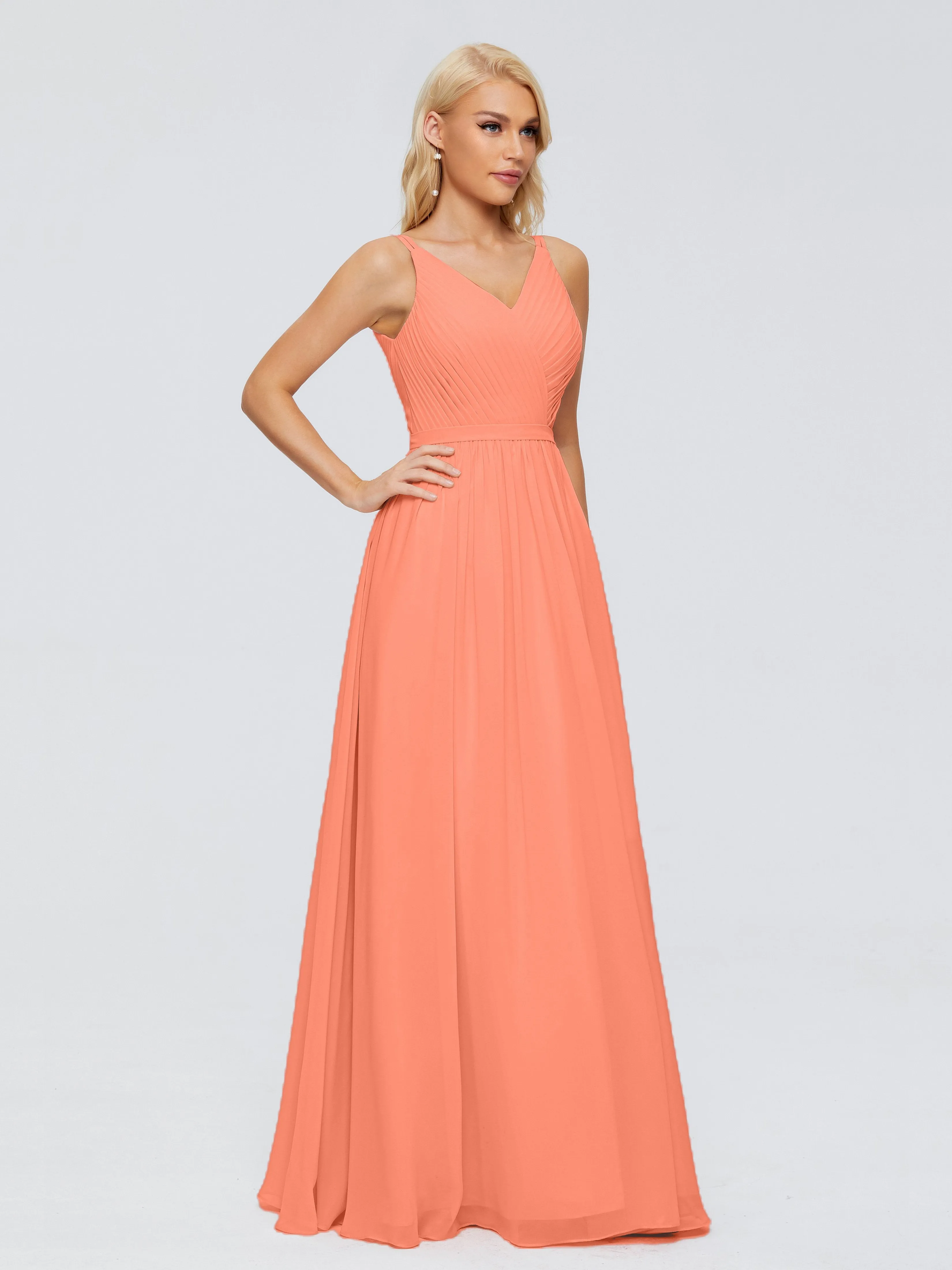 Morgan V Neck Charming Chiffon Bridesmaid Dresses