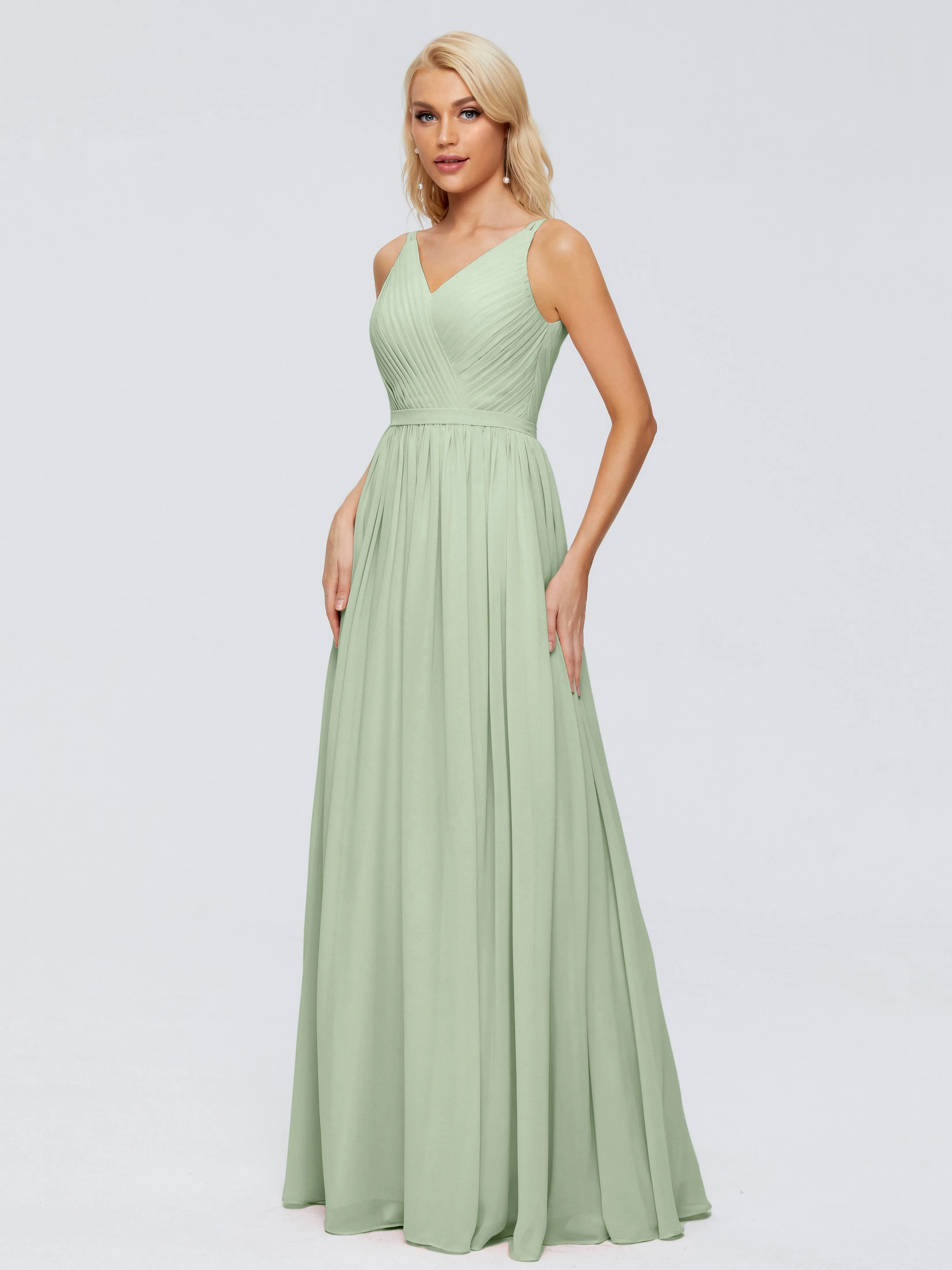 Morgan V Neck Charming Chiffon Bridesmaid Dresses