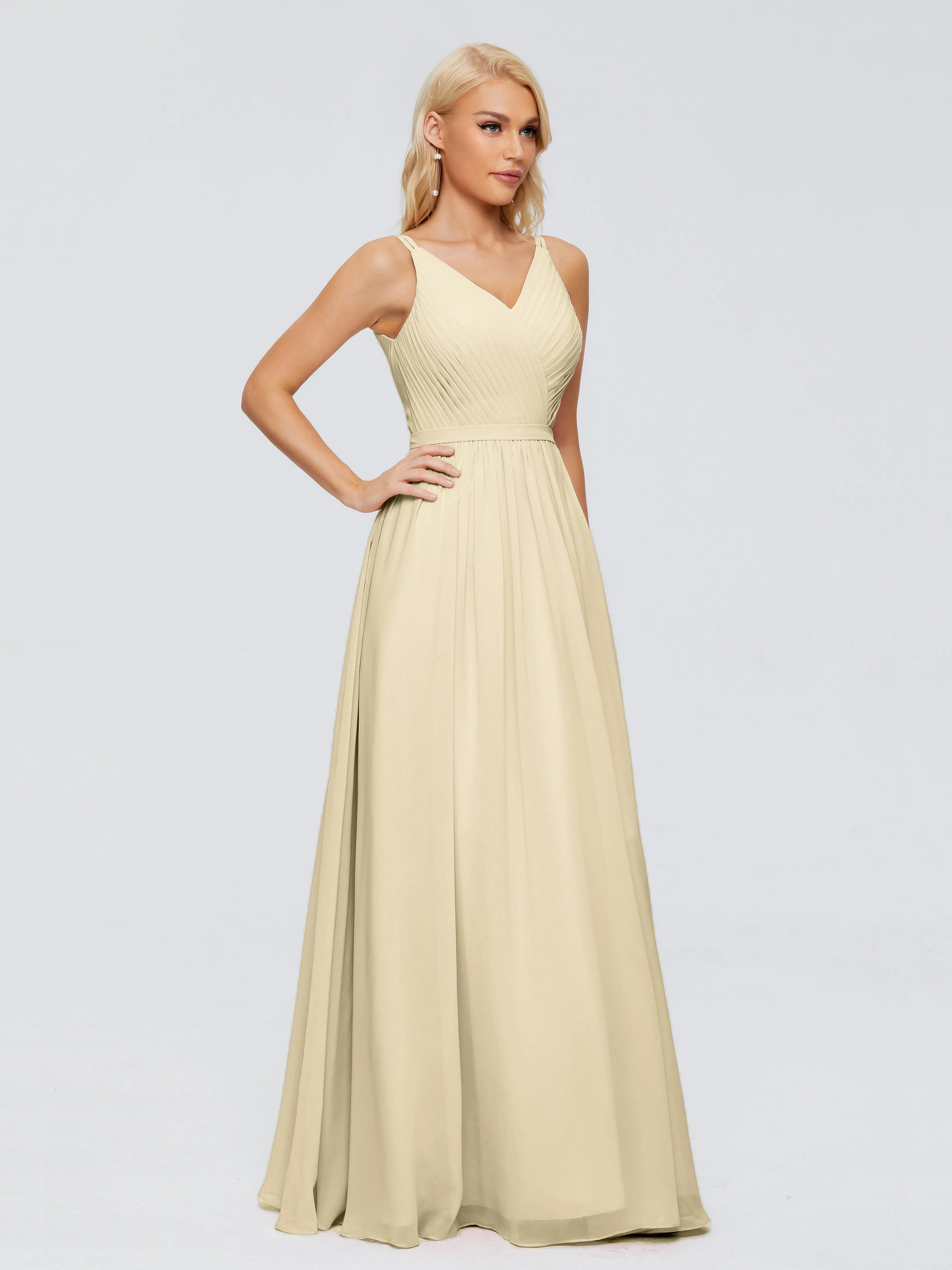 Morgan V Neck Charming Chiffon Bridesmaid Dresses