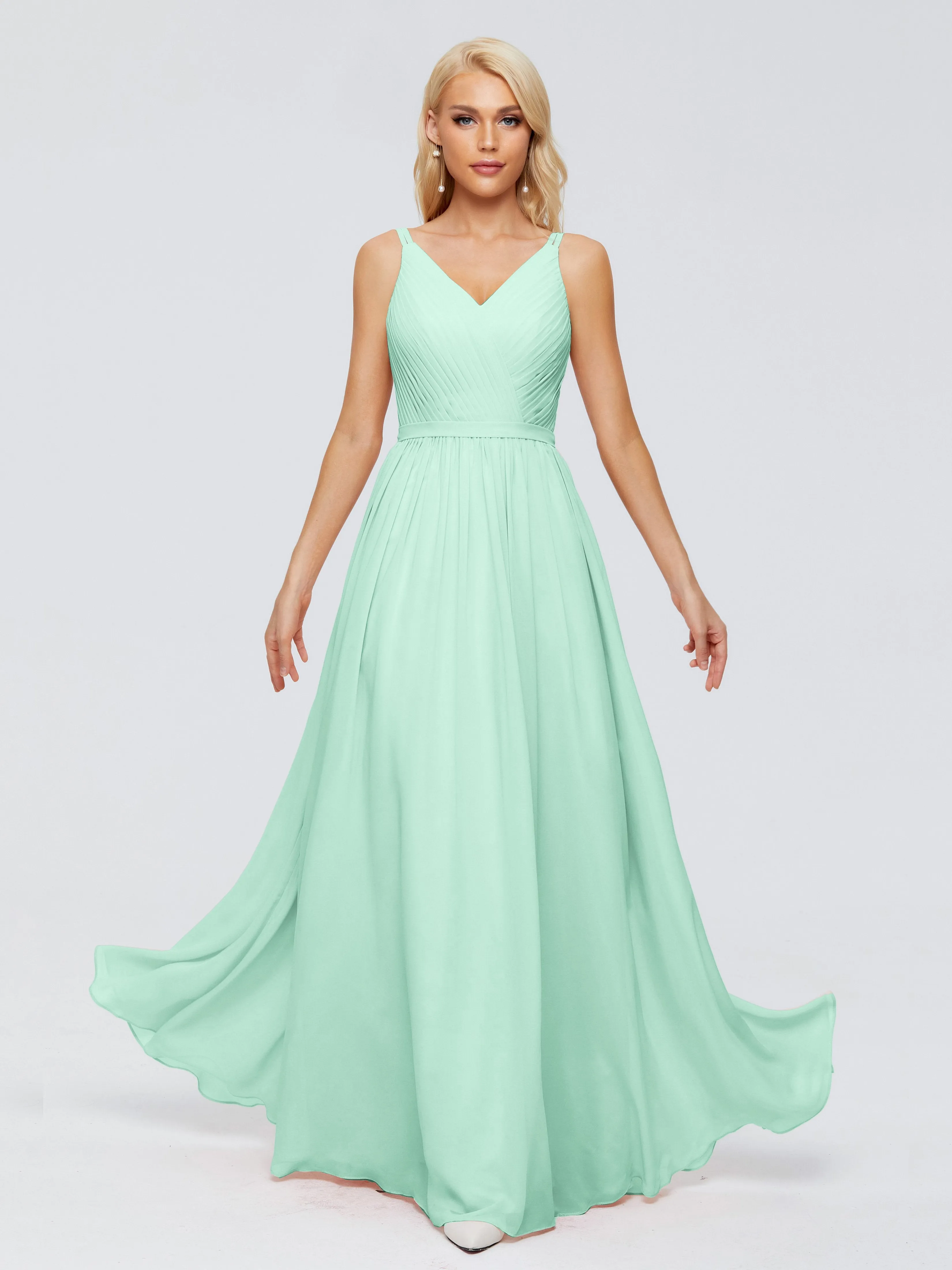 Morgan V Neck Charming Chiffon Bridesmaid Dresses