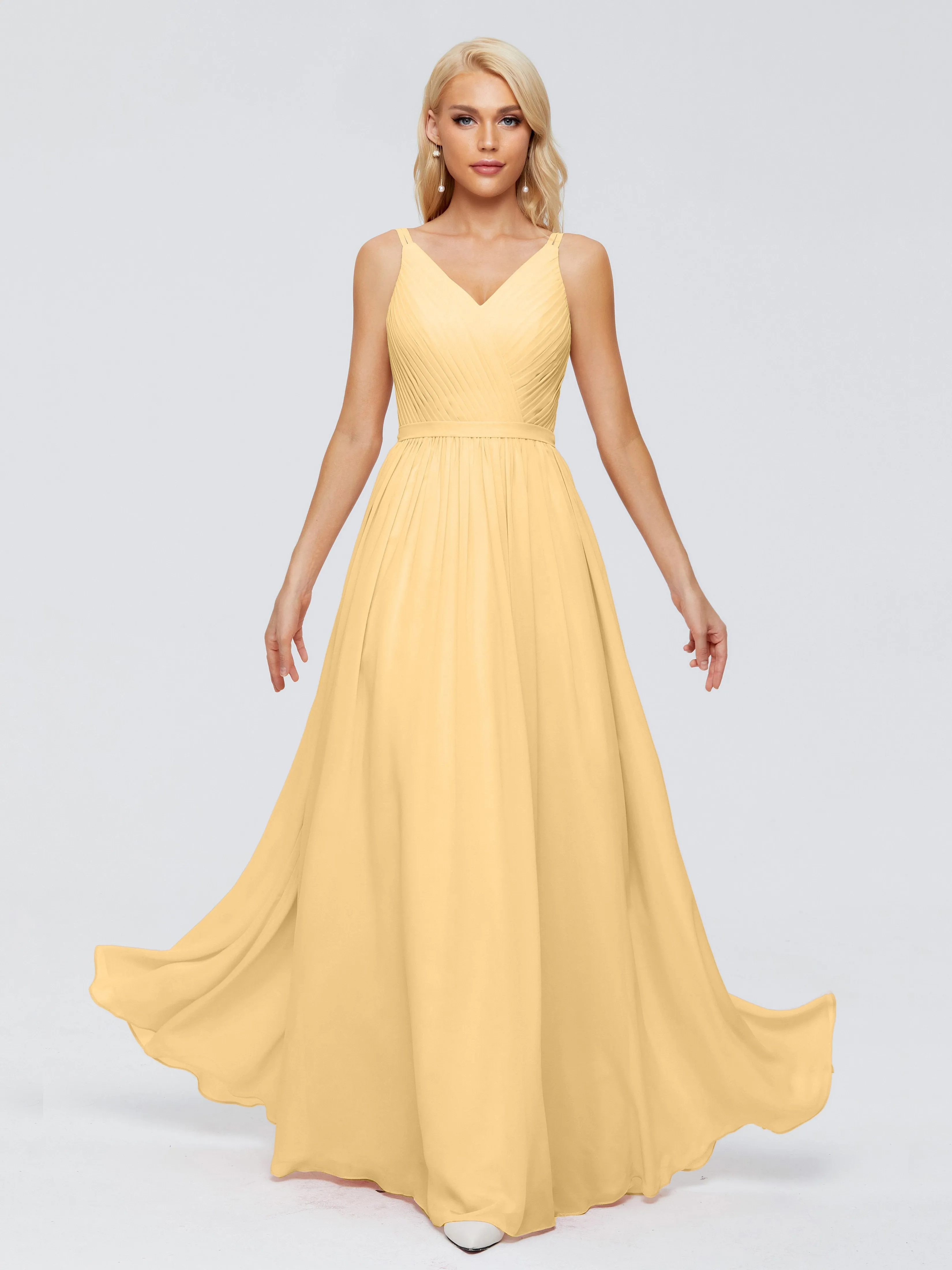 Morgan V Neck Charming Chiffon Bridesmaid Dresses