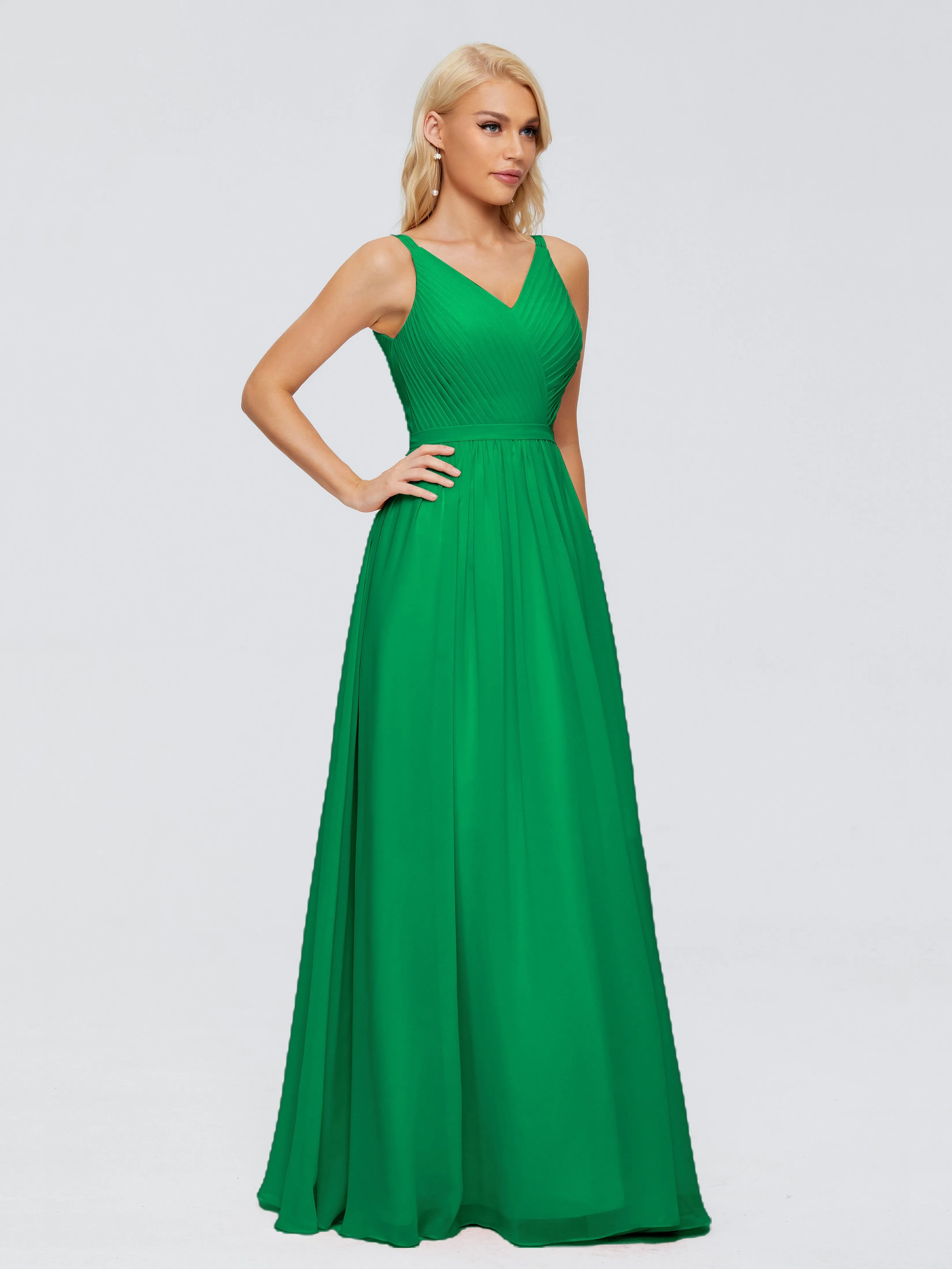 Morgan V Neck Charming Chiffon Bridesmaid Dresses