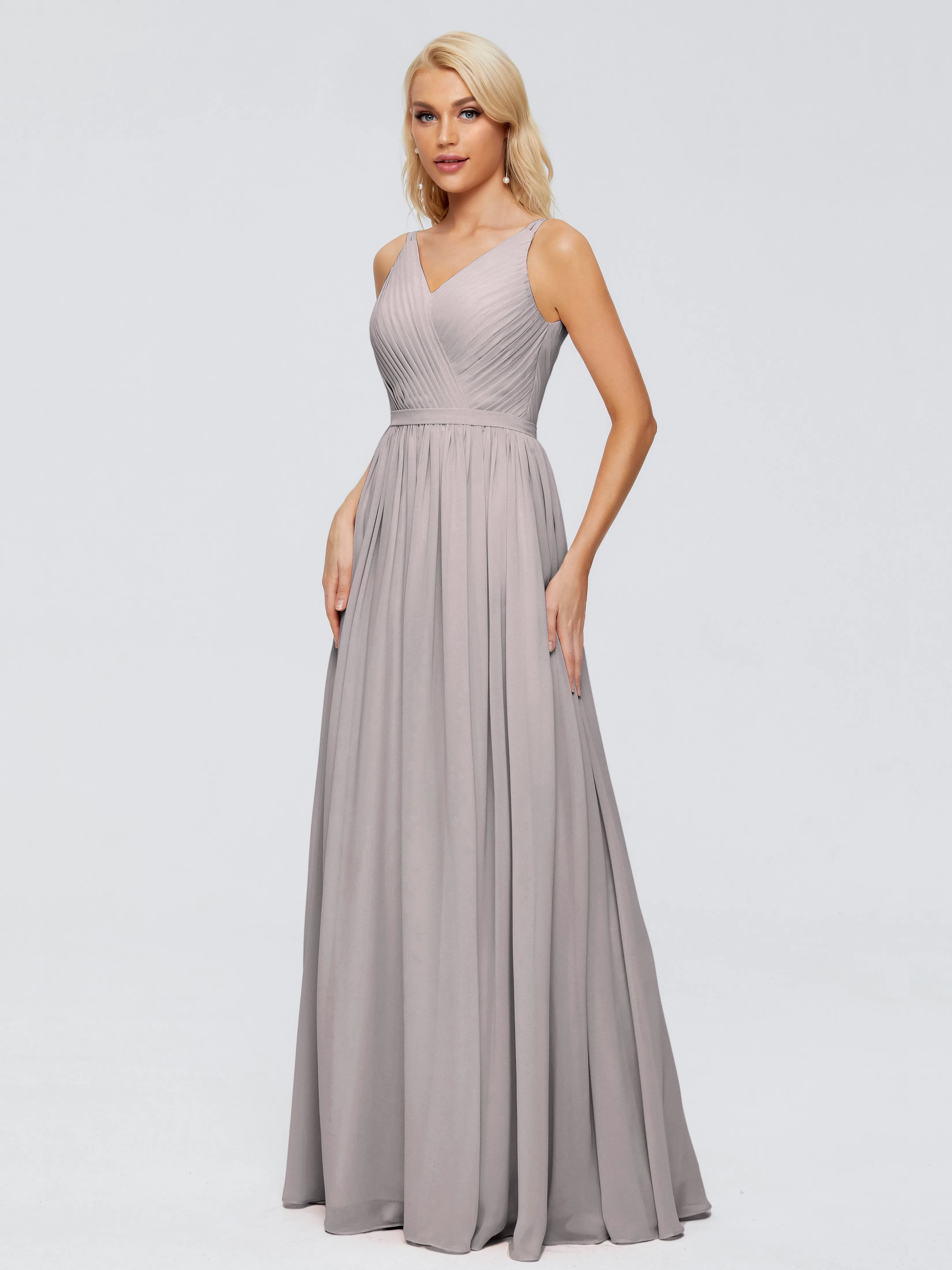 Morgan V Neck Charming Chiffon Bridesmaid Dresses