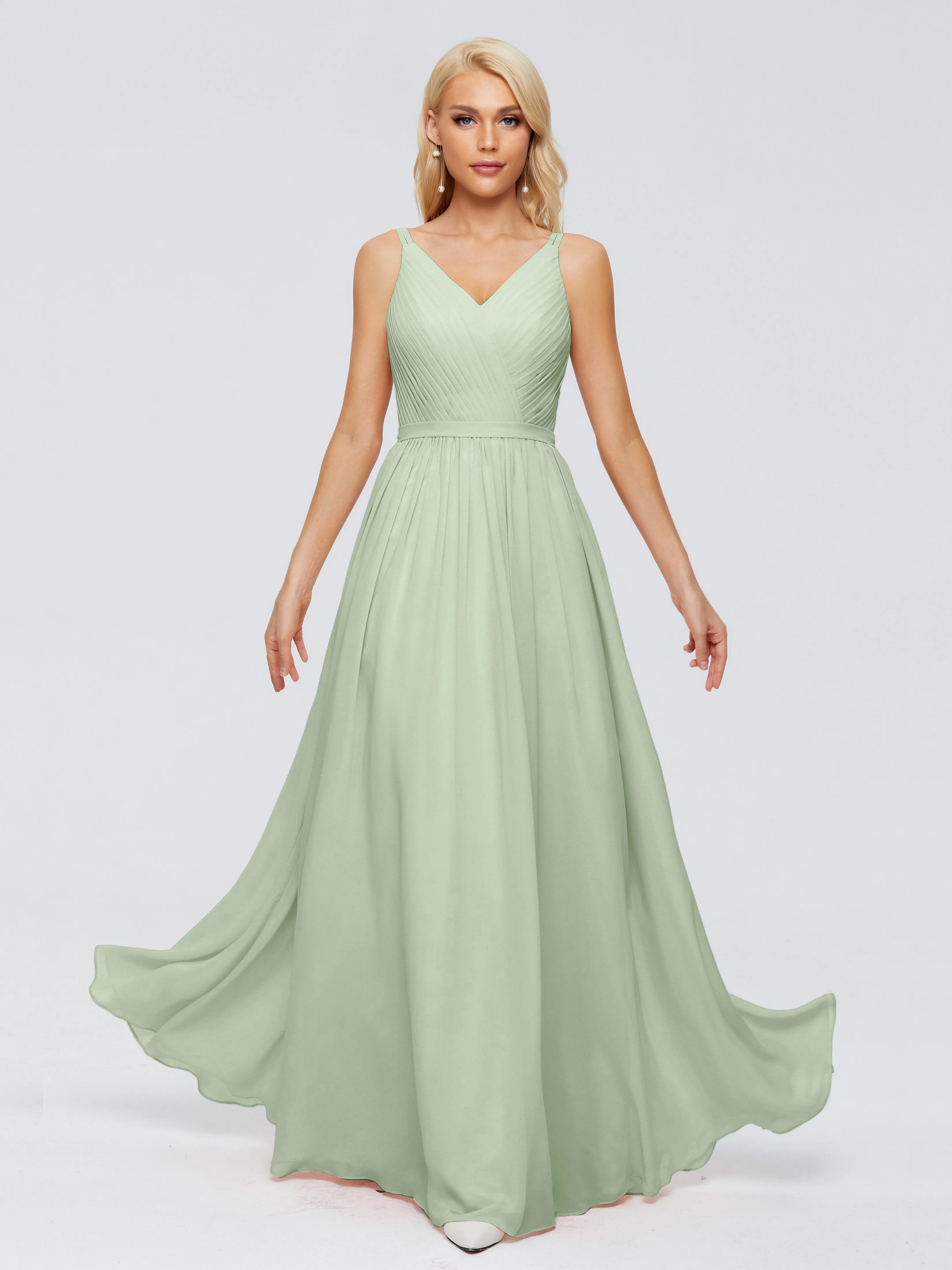 Morgan V Neck Charming Chiffon Bridesmaid Dresses