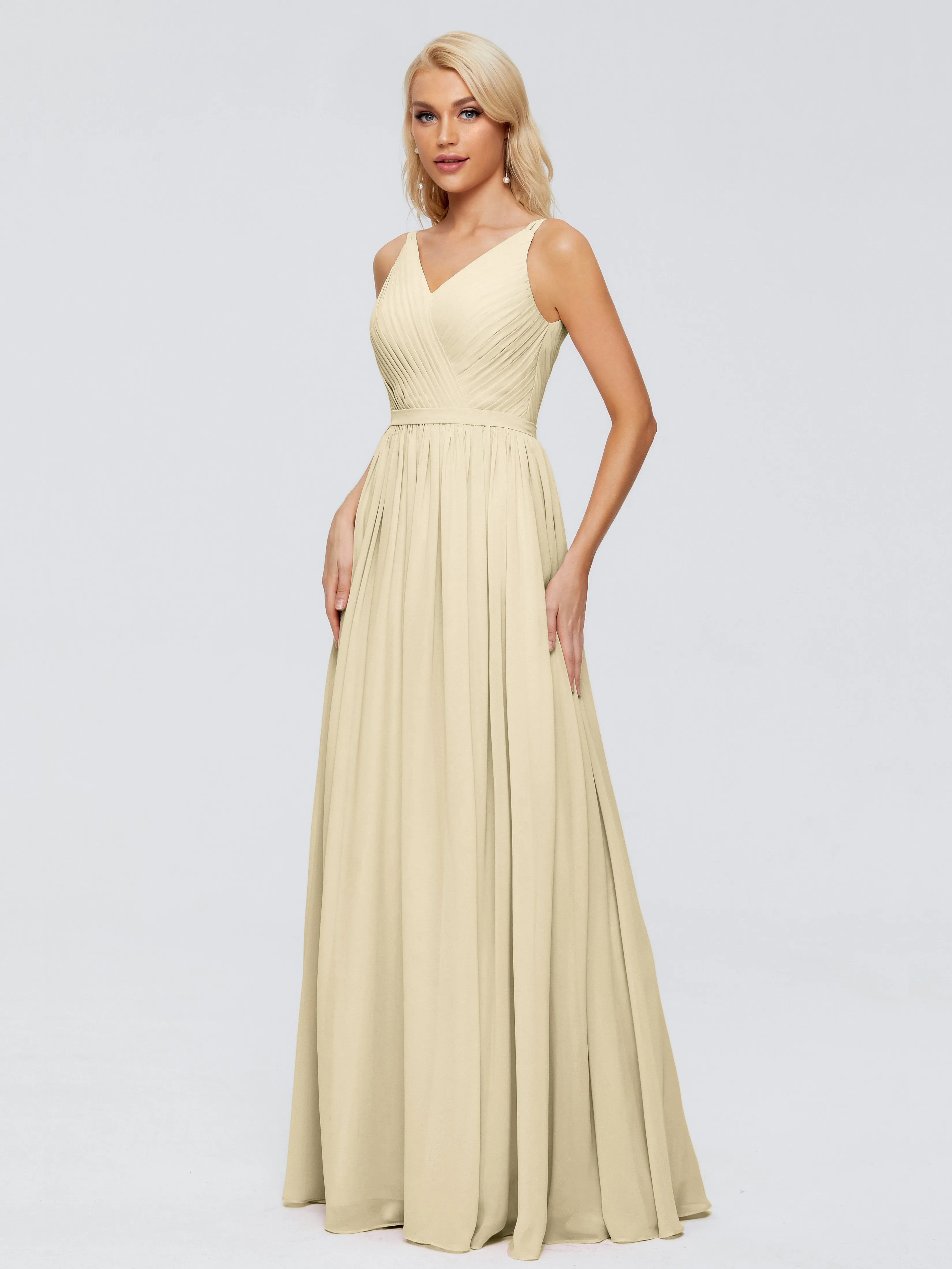 Morgan V Neck Charming Chiffon Bridesmaid Dresses