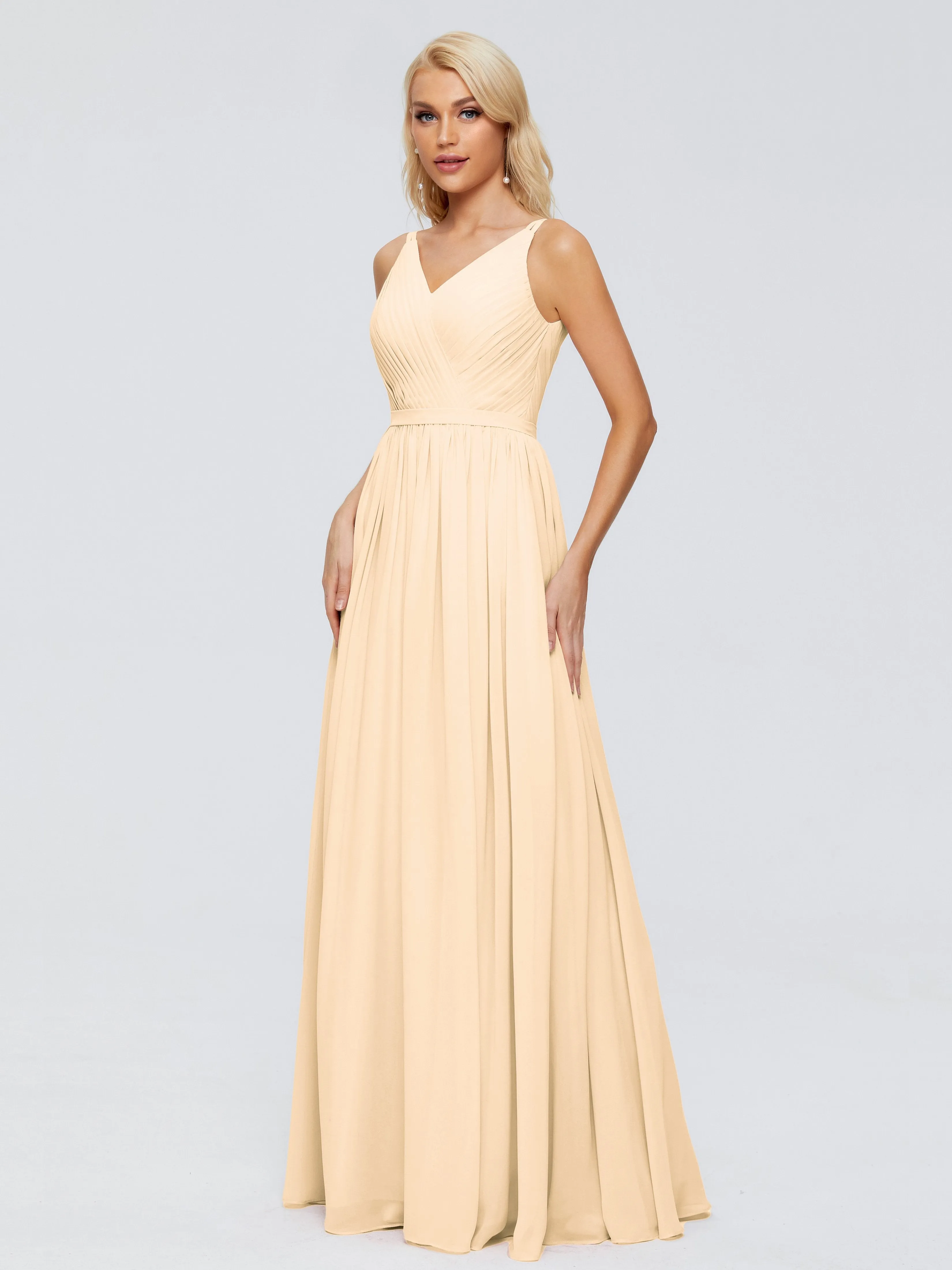 Morgan V Neck Charming Chiffon Bridesmaid Dresses