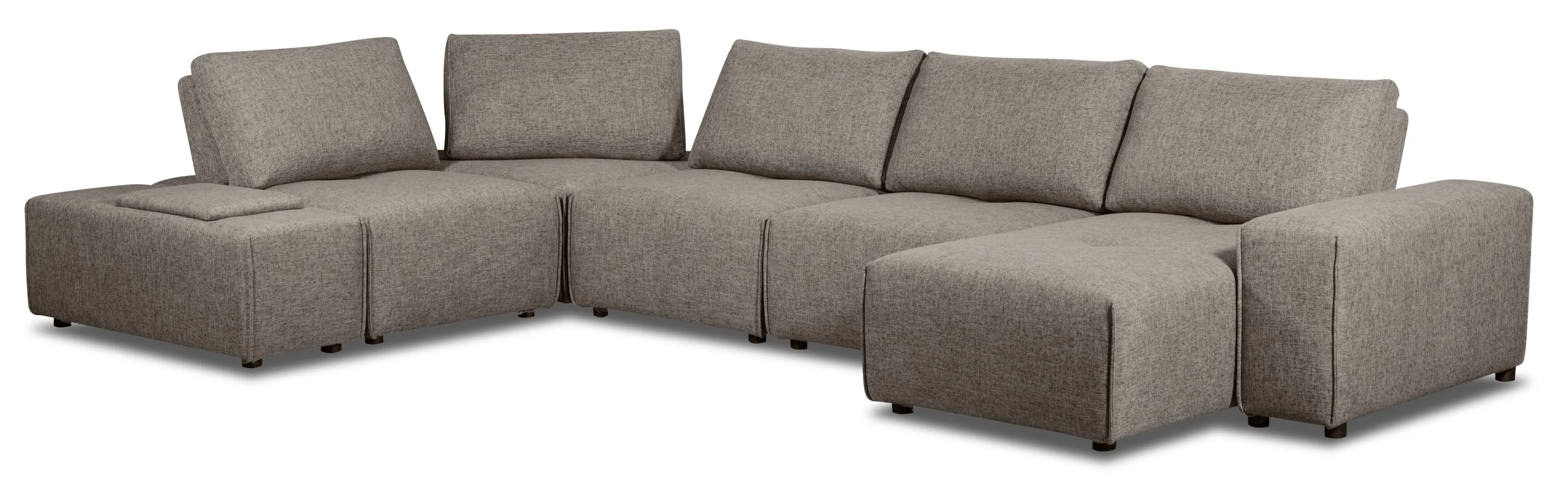 Orenda 7-Piece Linen-Look Fabric Modular Sectional - Grey