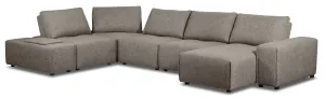 Orenda 7-Piece Linen-Look Fabric Modular Sectional - Grey