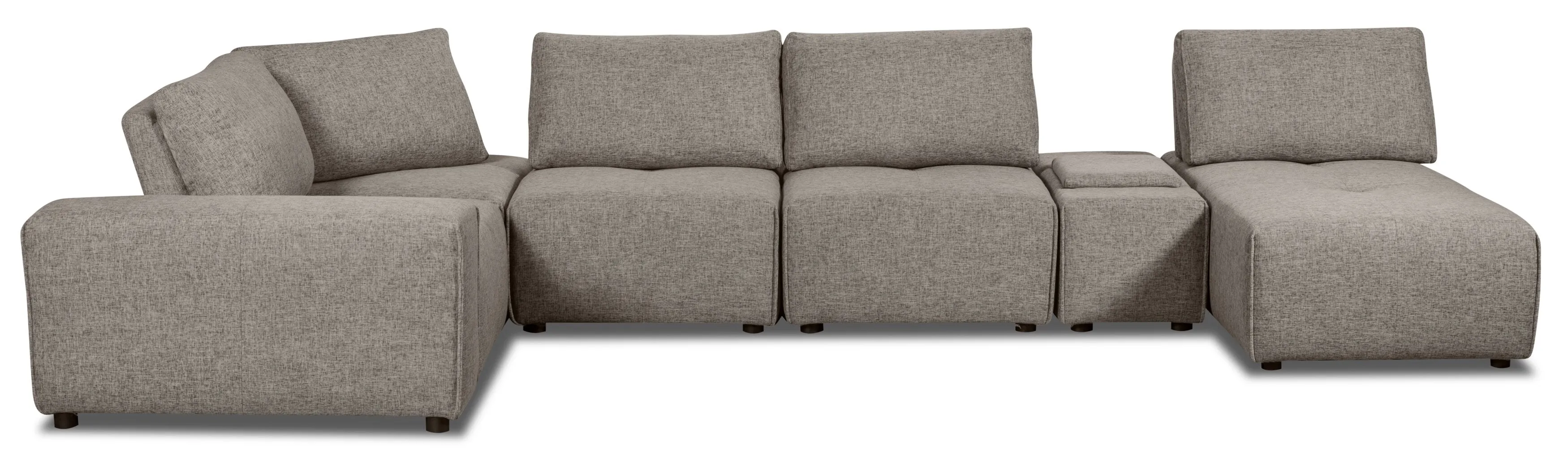 Orenda 7-Piece Linen-Look Fabric Modular Sectional - Grey