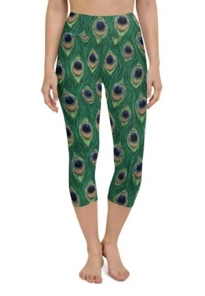 Peacock Print Yoga Capris