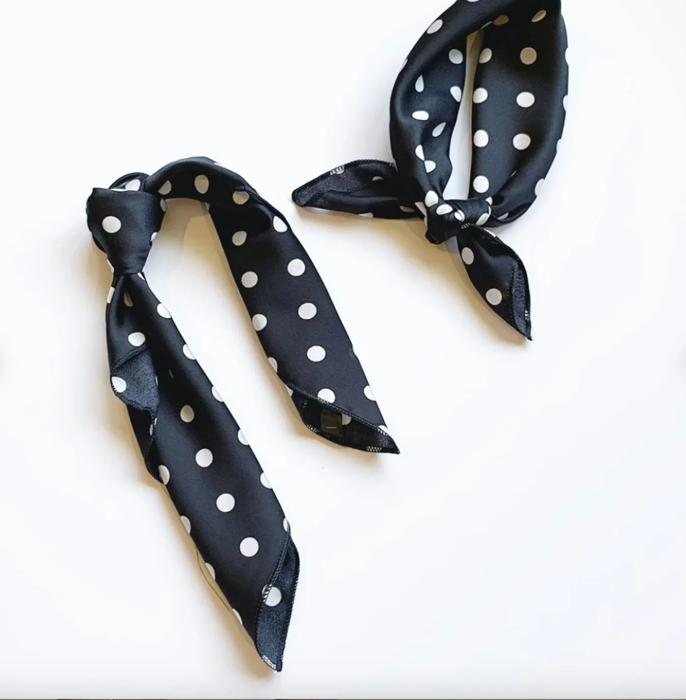 Polka Dot Satin Collection | Hair Scarf and Knot Headband | Ponytail Scarf | Hair Tie Included