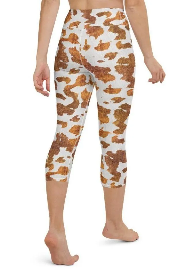 Realistic Cow Print Yoga Capris