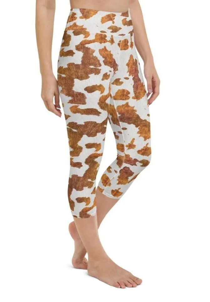 Realistic Cow Print Yoga Capris