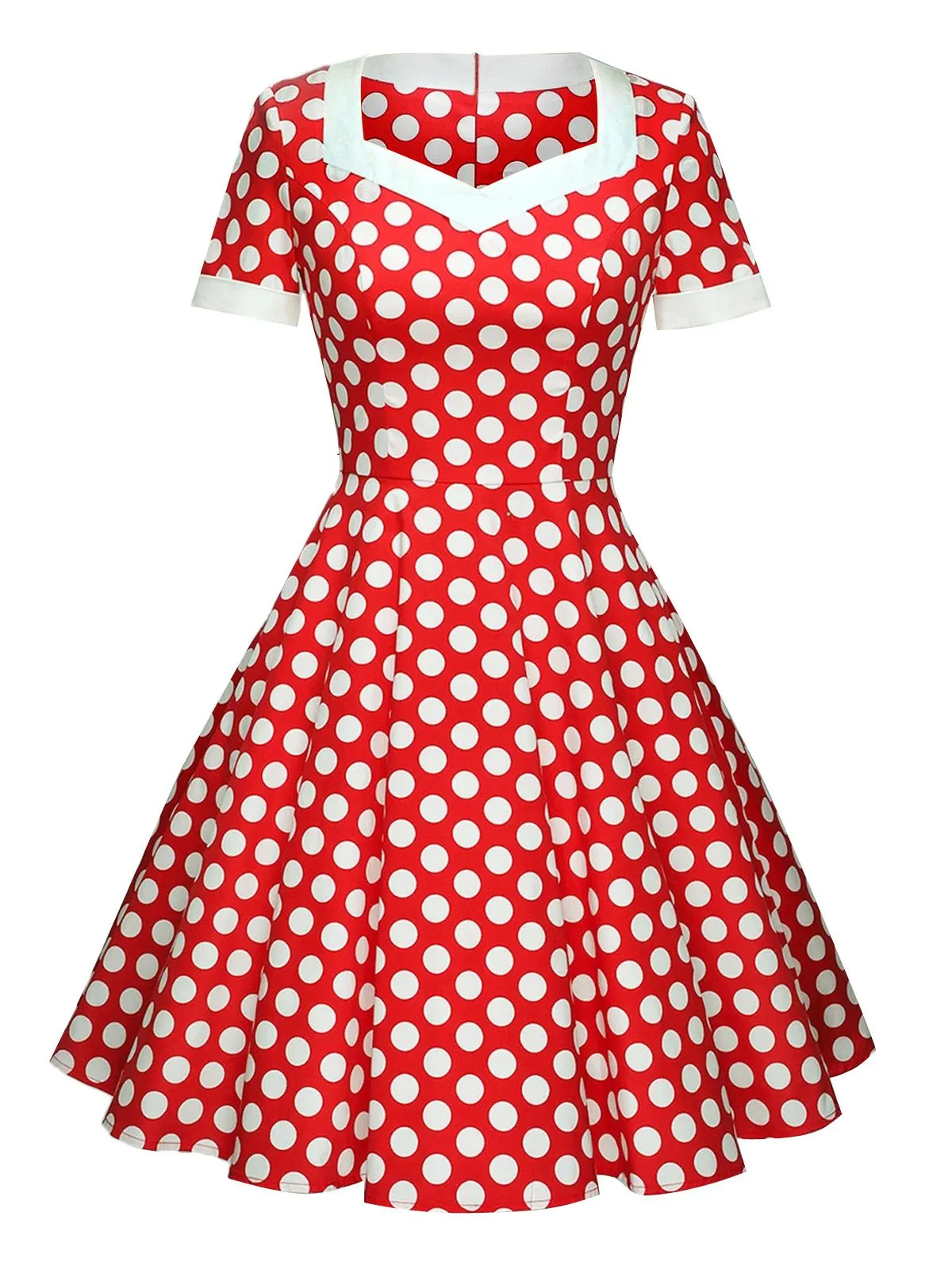 Red 1950s Polka Dot Swing Dress