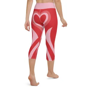 Red Heart Shaped Tunnel Yoga Capris