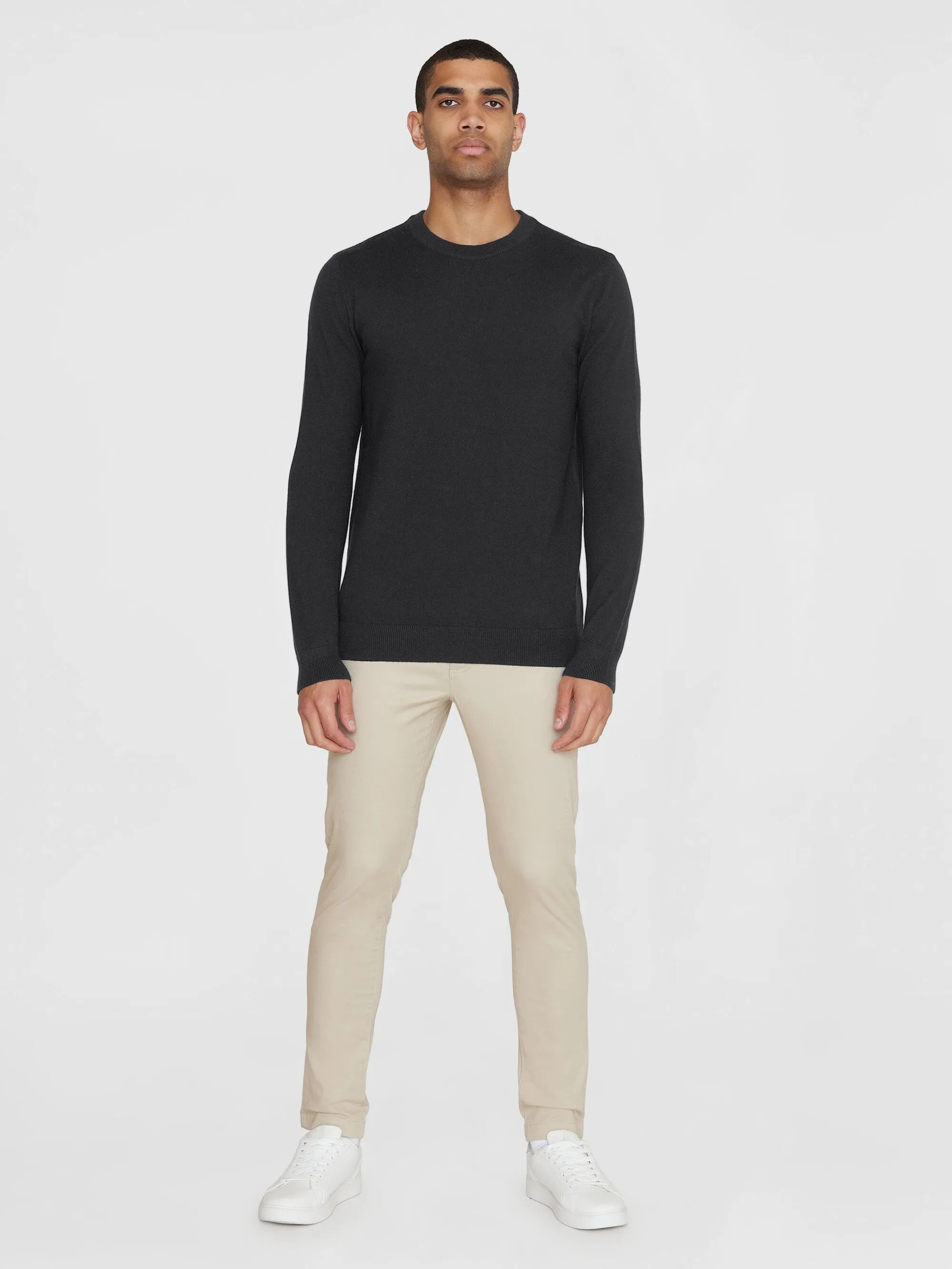 Regular merino knit crew neck - RWS - Black Jet