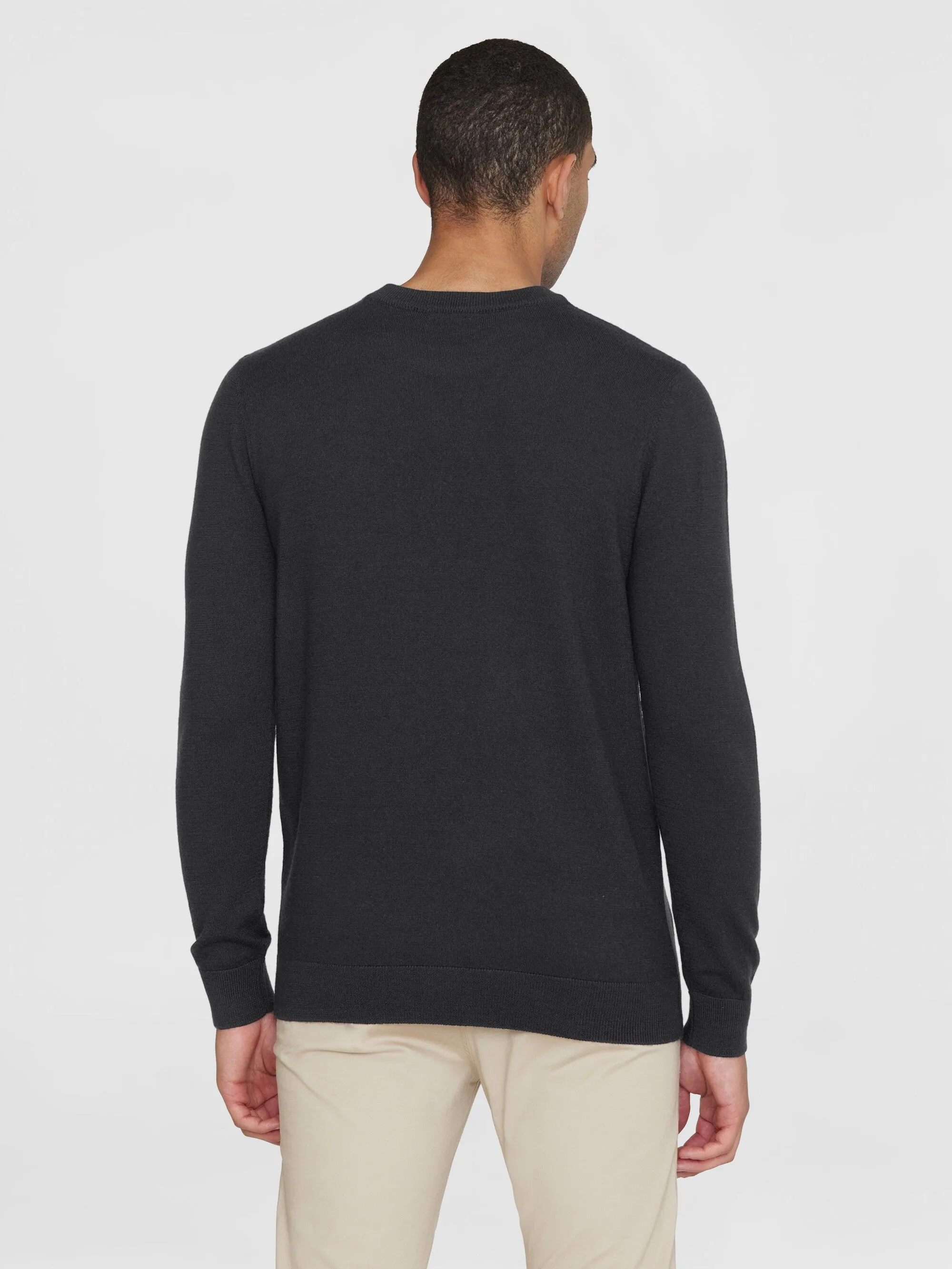 Regular merino knit crew neck - RWS - Black Jet