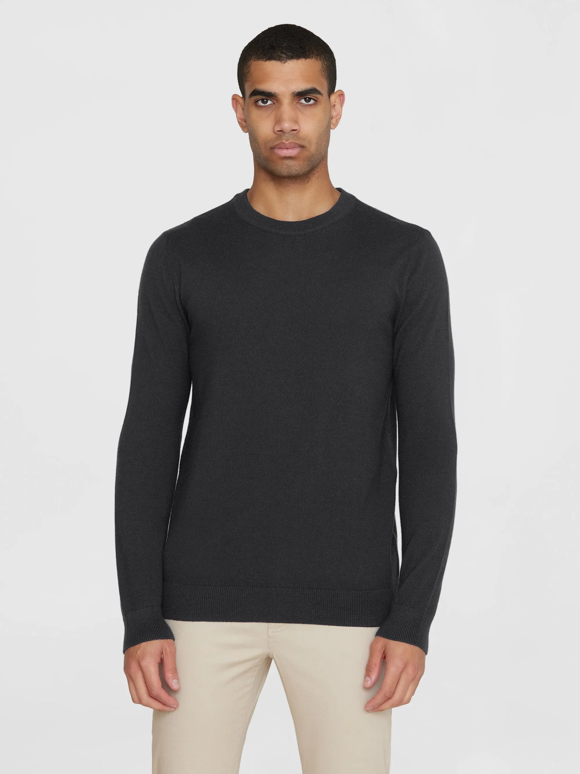 Regular merino knit crew neck - RWS - Black Jet