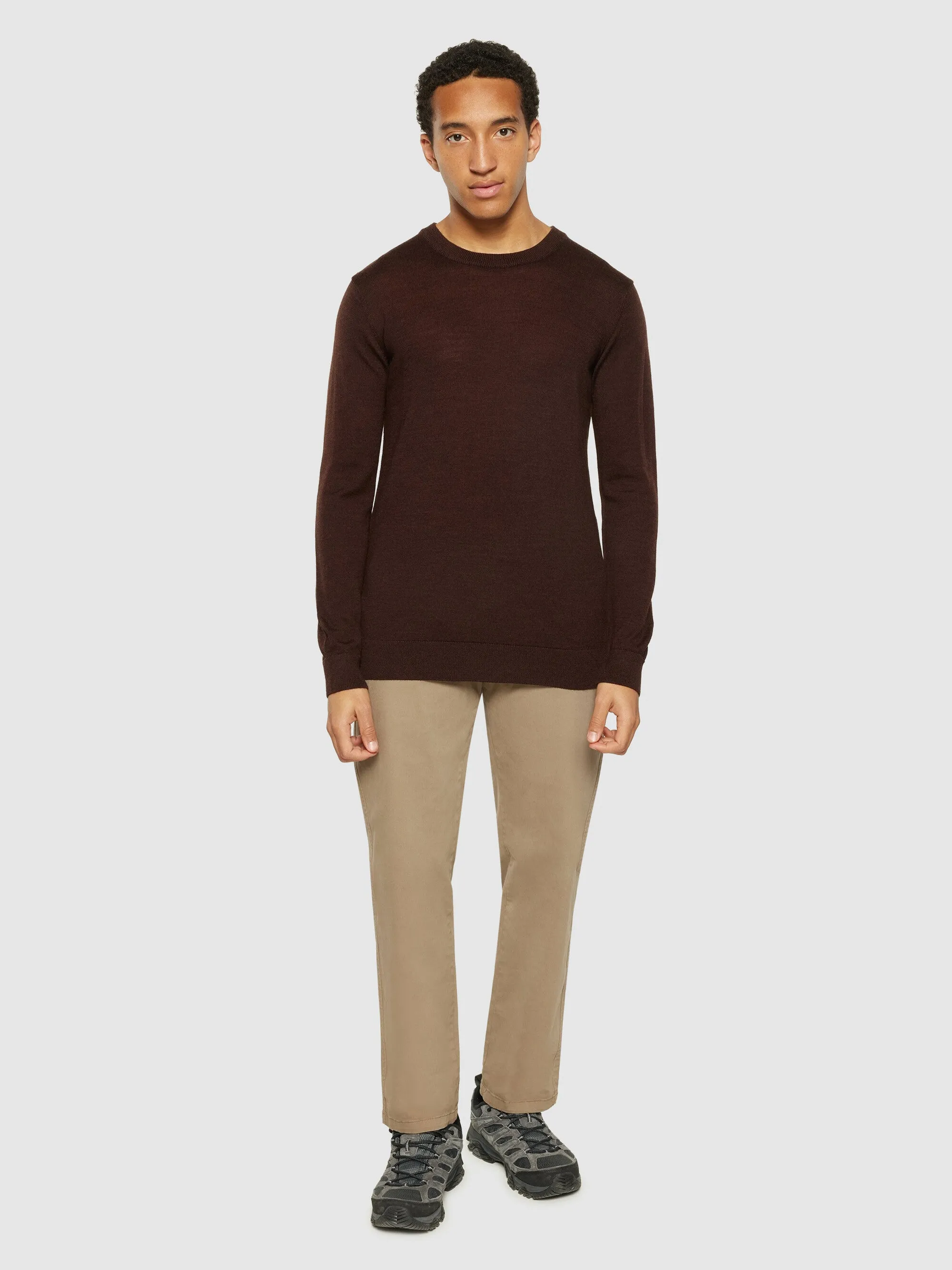 Regular merino knit crew neck - RWS - Demitasse (brown)