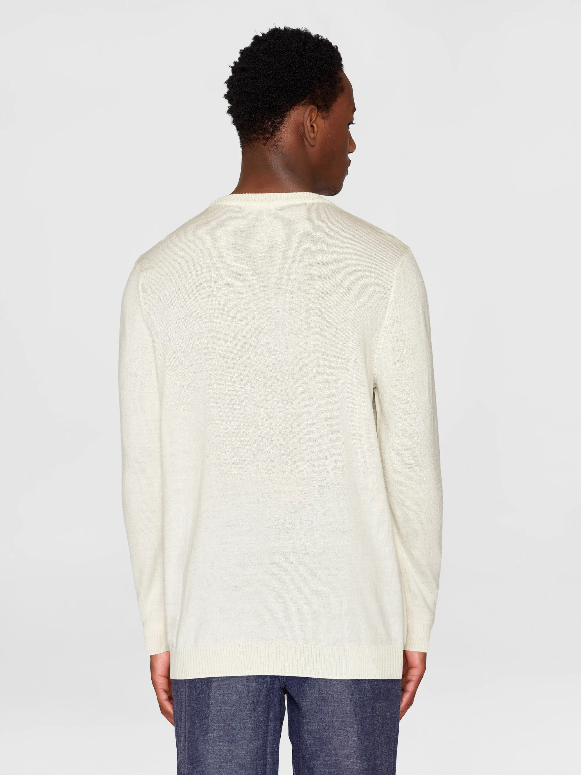 Regular merino knit crew neck - RWS - Egret