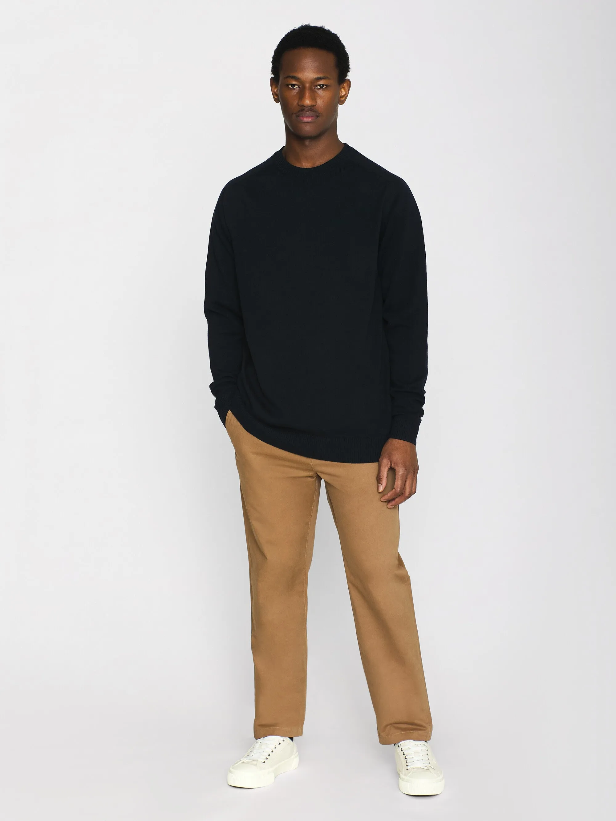 Regular merino knit crew neck - RWS - Total Eclipse