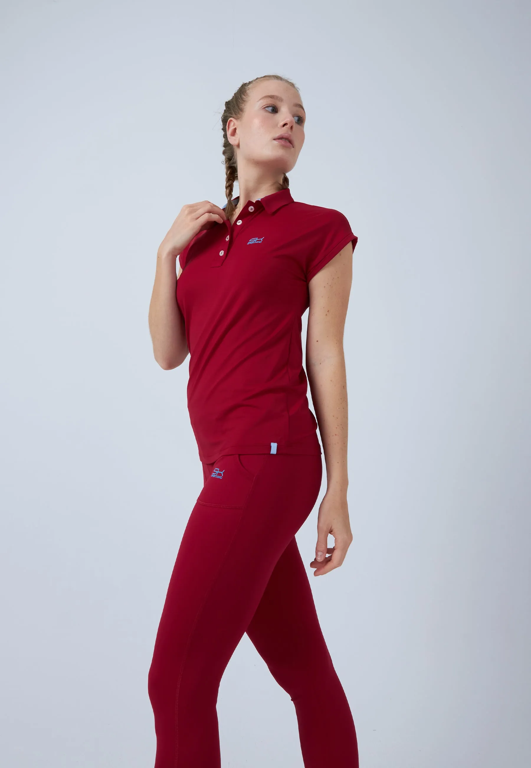 Tennis Polo Shirt Loose-Fit, burgundy red