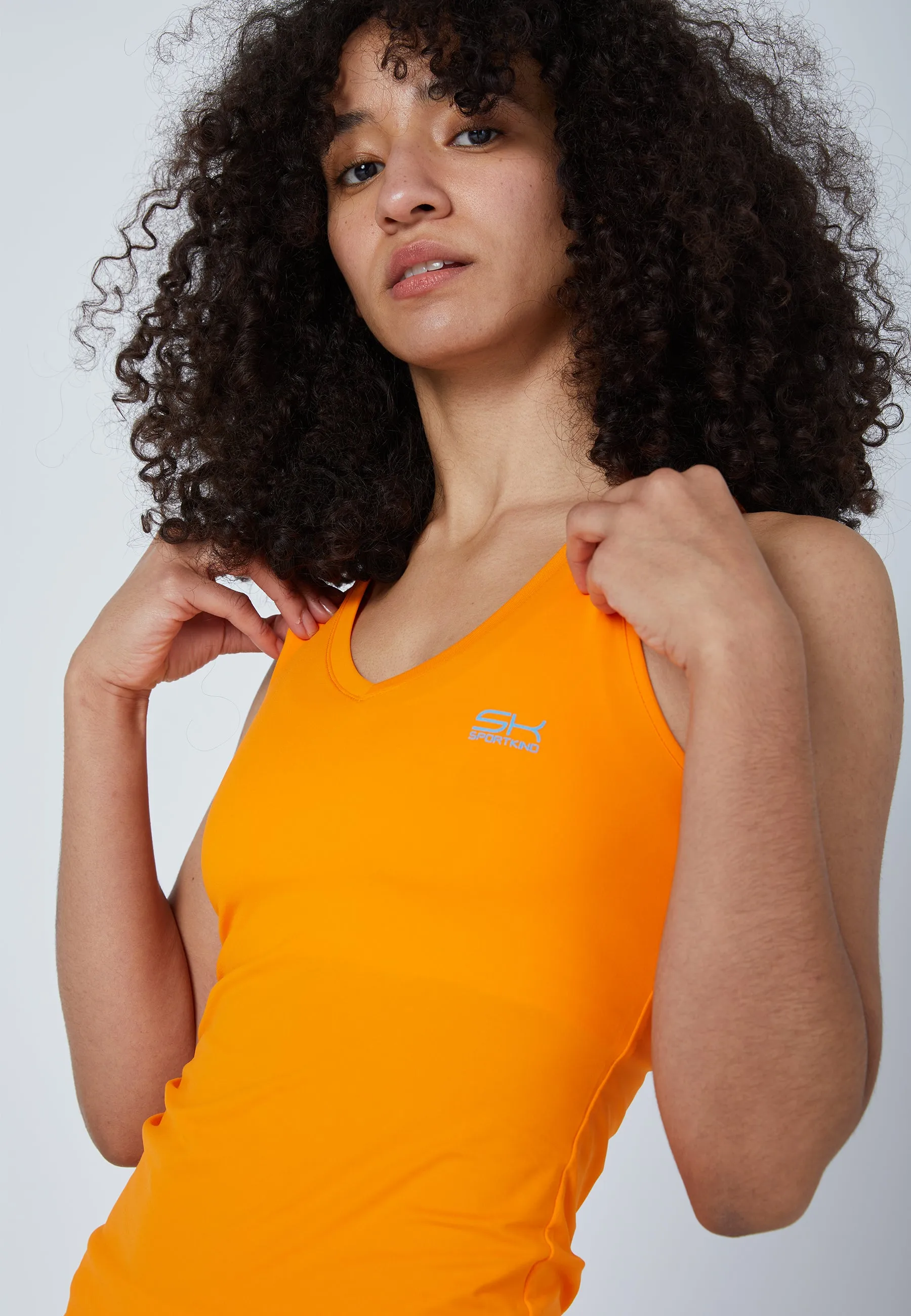 Tennis V-Neck Tank Top with racer back, orange