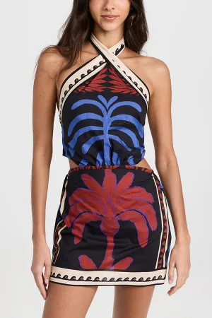 Unique Printed Sexy Halterneck Resort Beach Mini Dress