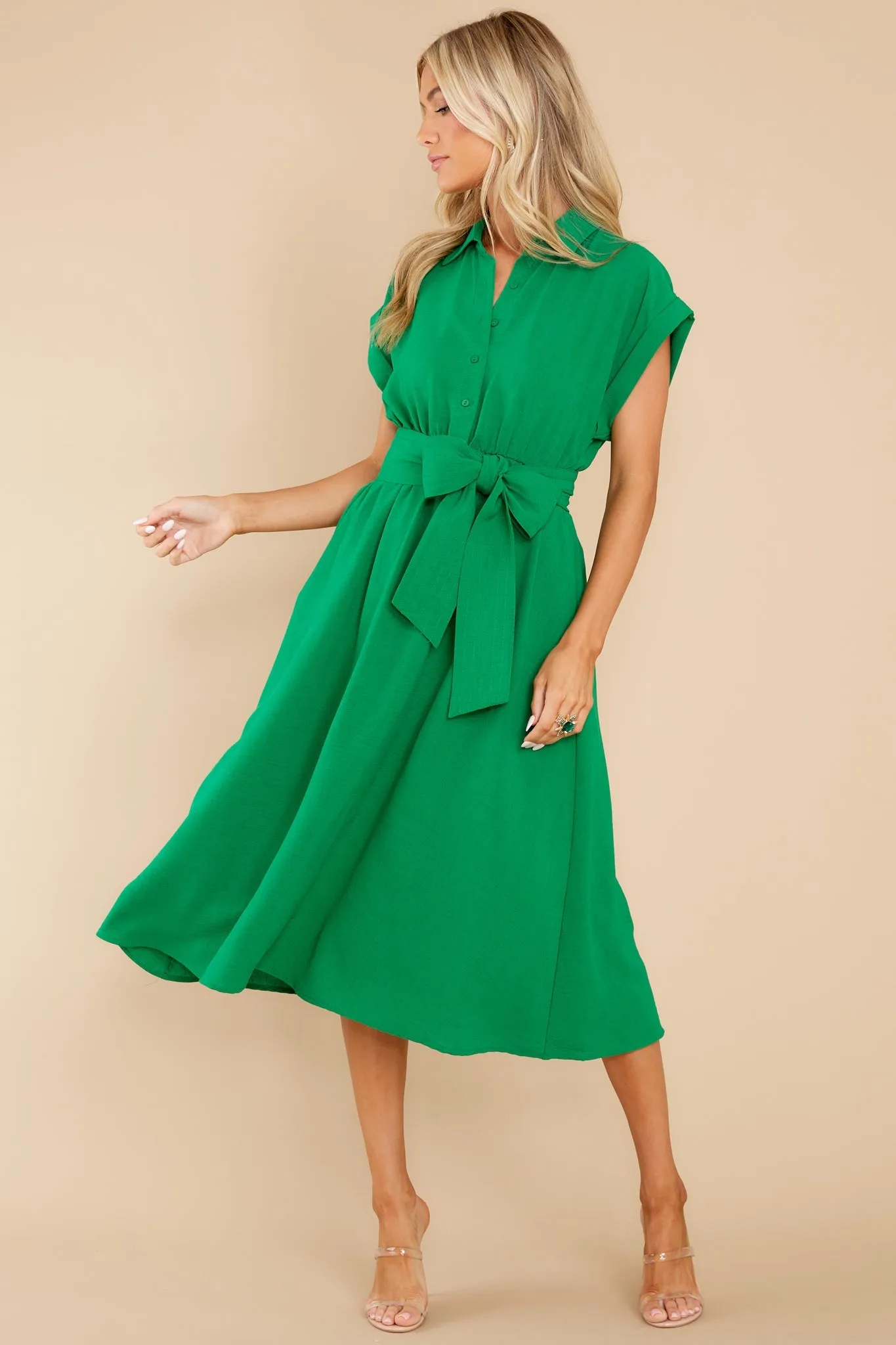 When You Arrive Green Midi Dress