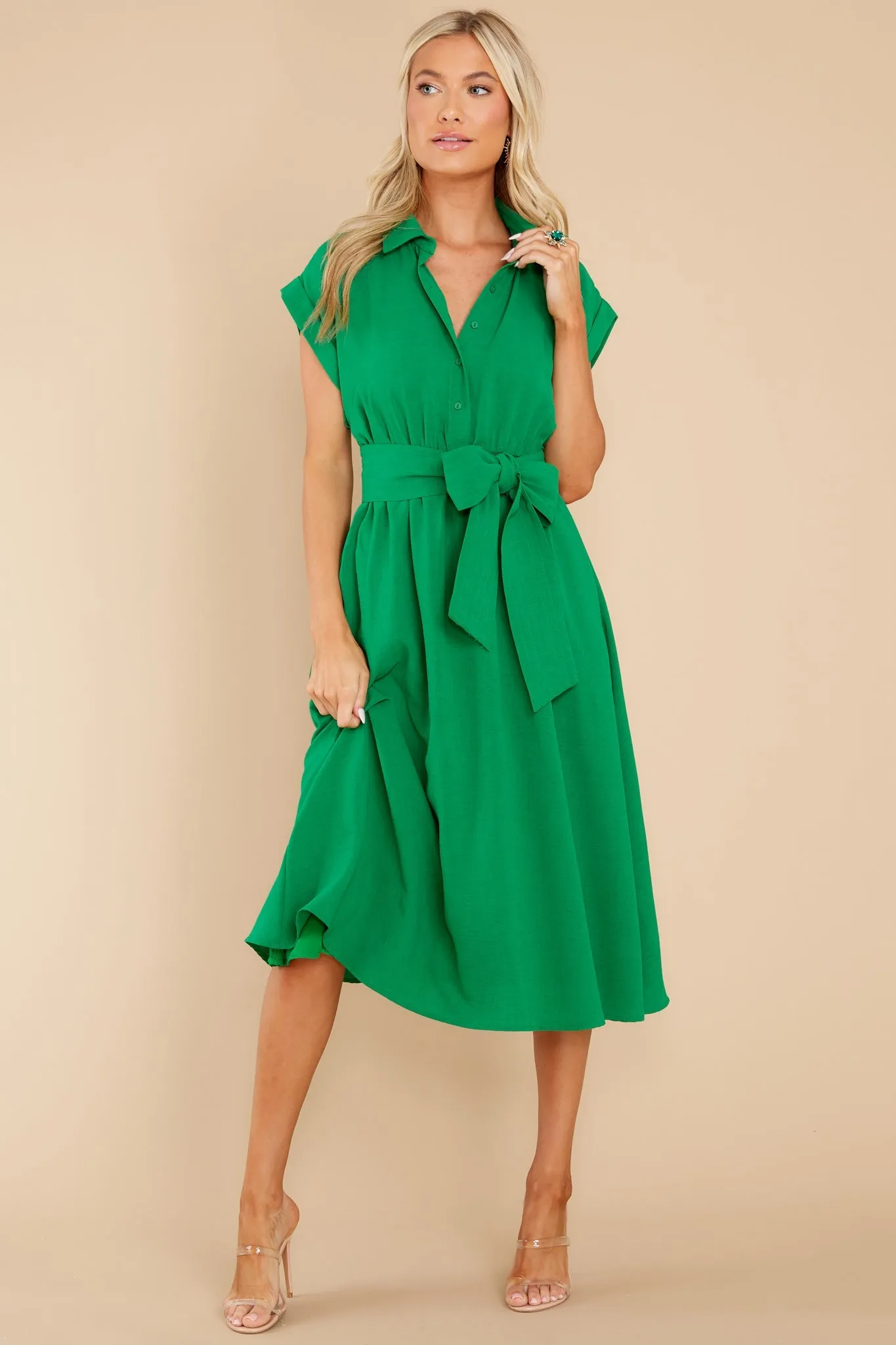 When You Arrive Green Midi Dress