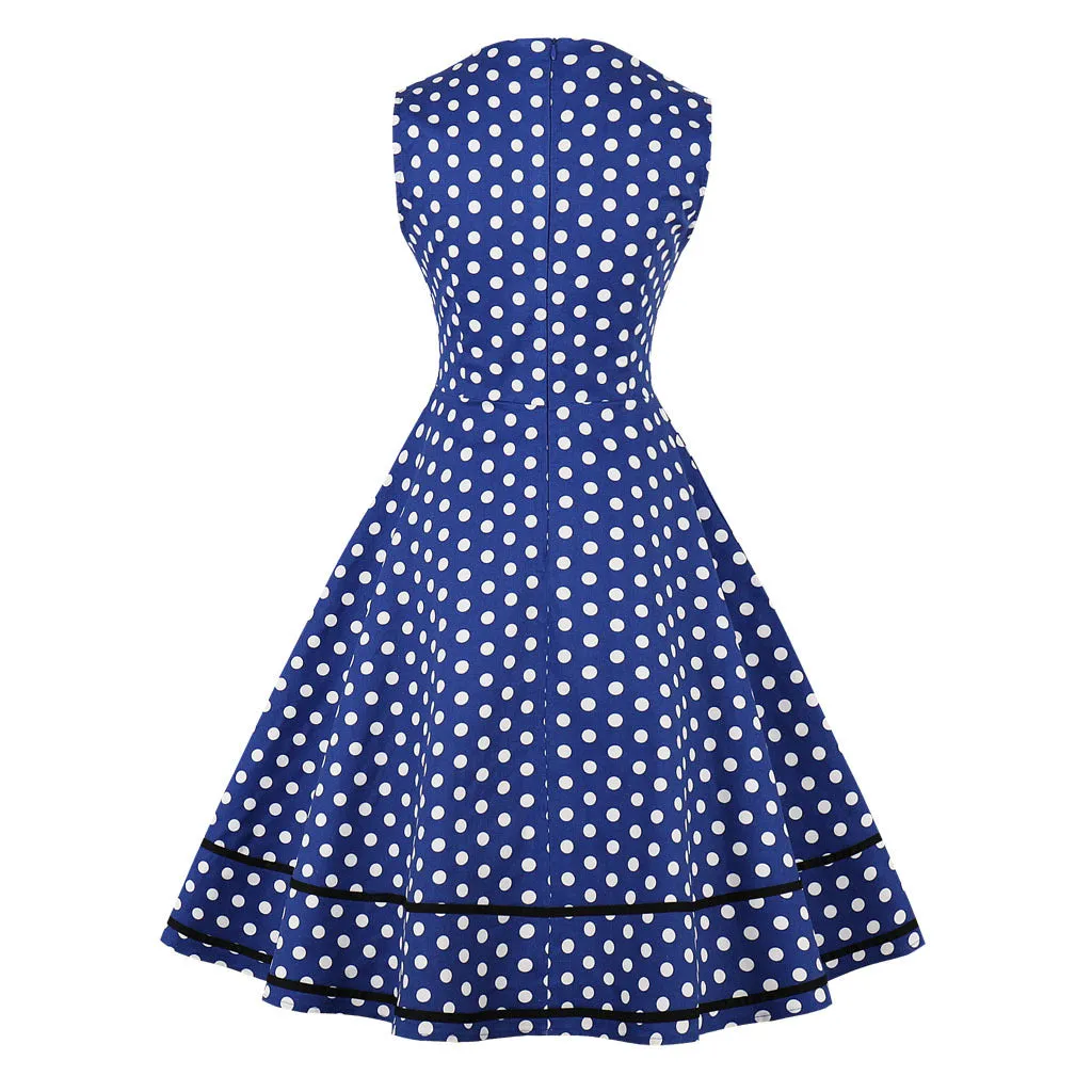 Women Vintage 1950s Rockabilly Polka Dot Retro Dresses