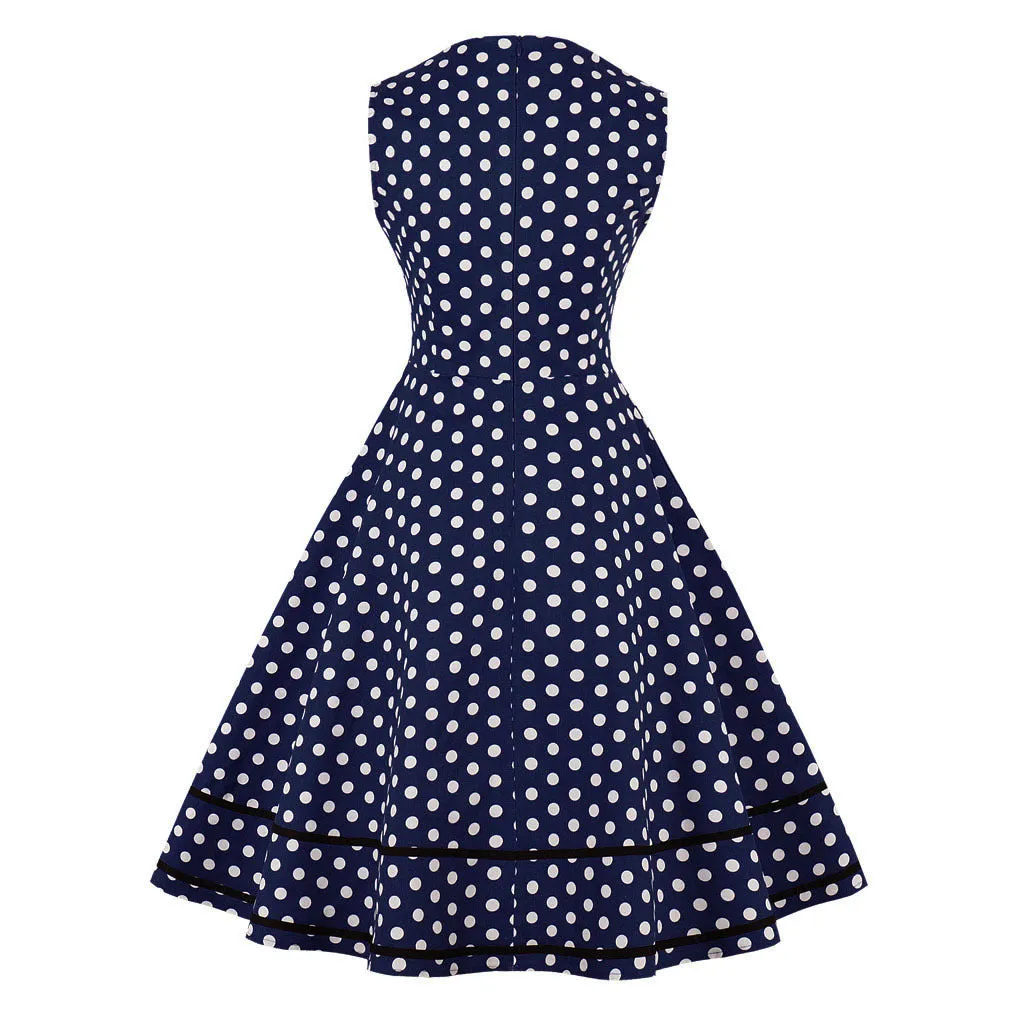 Women Vintage 1950s Rockabilly Polka Dot Retro Dresses