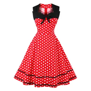 Women Vintage 1950s Rockabilly Polka Dot Retro Dresses