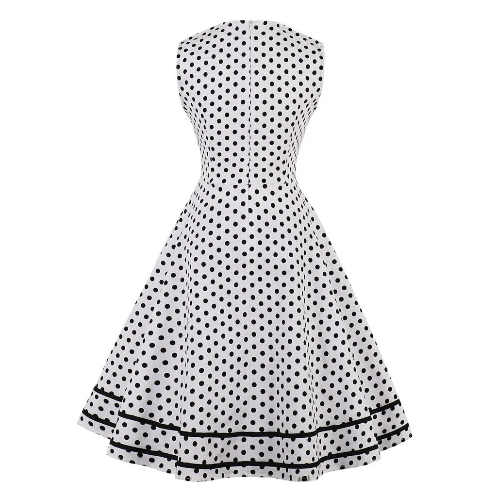 Women Vintage 1950s Rockabilly Polka Dot Retro Dresses