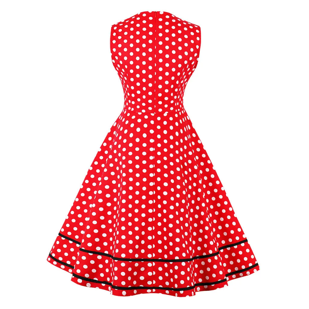 Women Vintage 1950s Rockabilly Polka Dot Retro Dresses